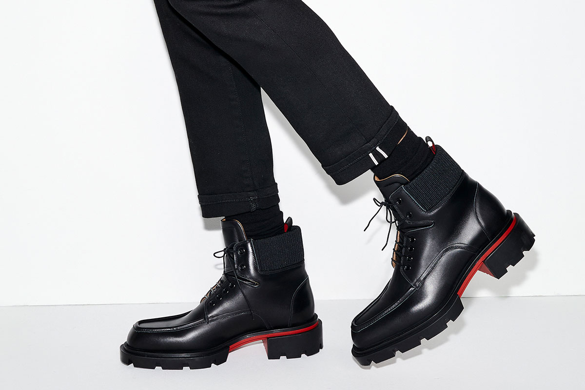 Christian Louboutin William Leather Western Ankle Boots in Black for Men