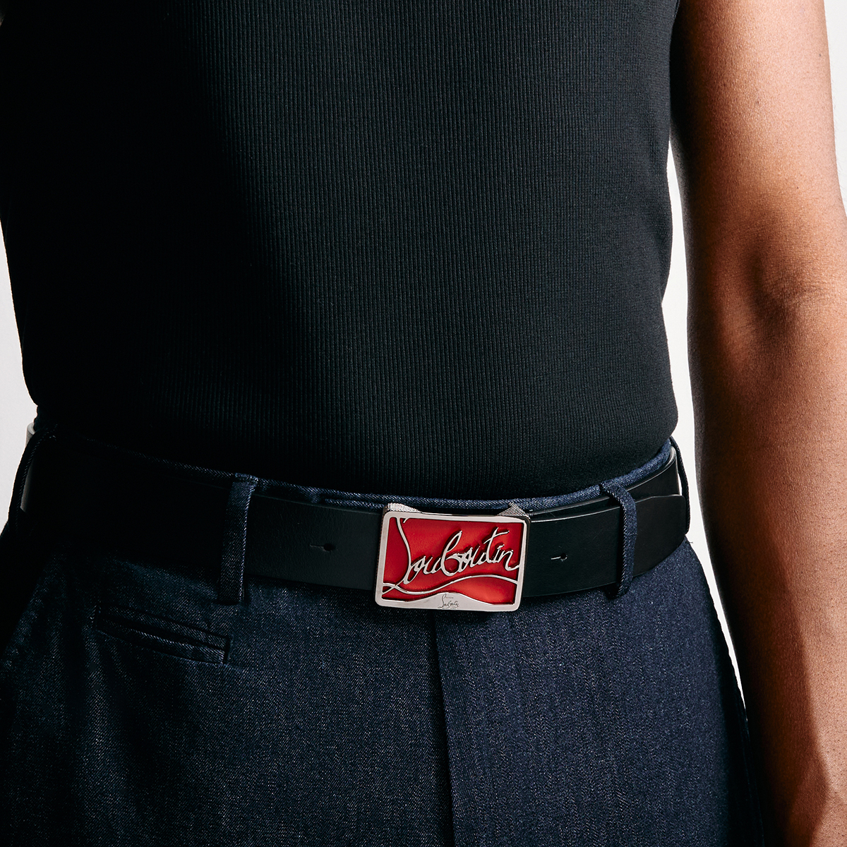 Ricky Logo Buckle Leather Belt