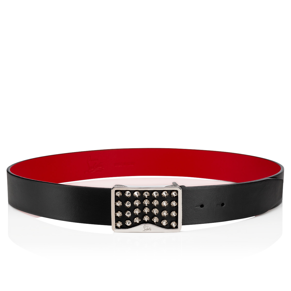 Louis - Belt - Calf leather and spikes - Black - Christian Louboutin