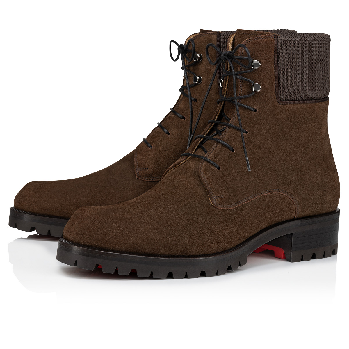 Christian Louboutin Men's Trapman Red Sole Suede Combat Boots