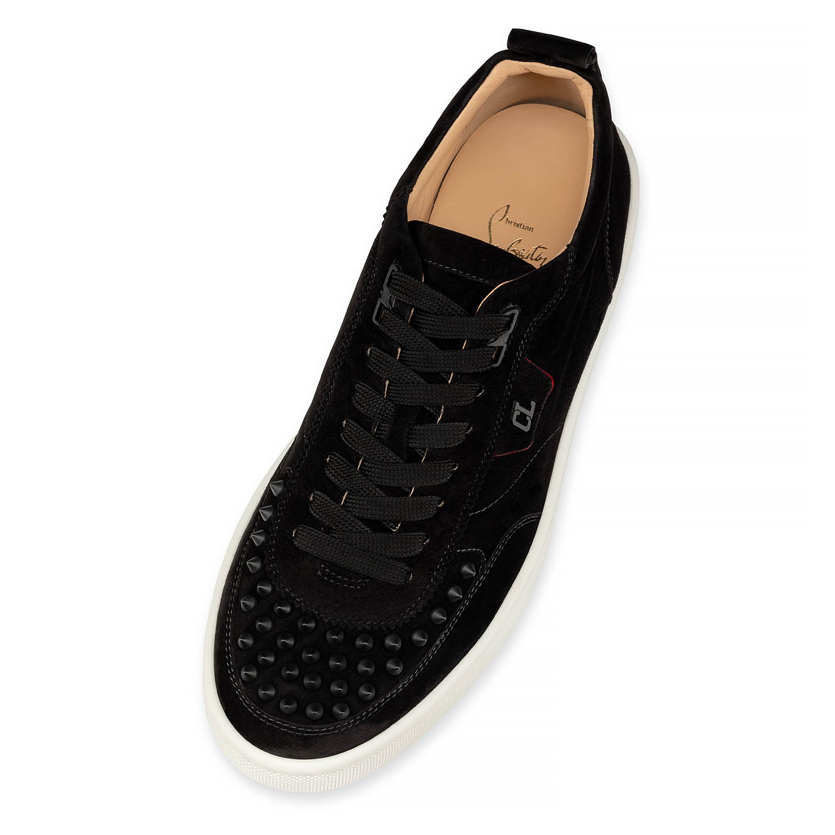 Christian Louboutin Happyrui Spikes Embellished Leather Trainers in Black  for Men