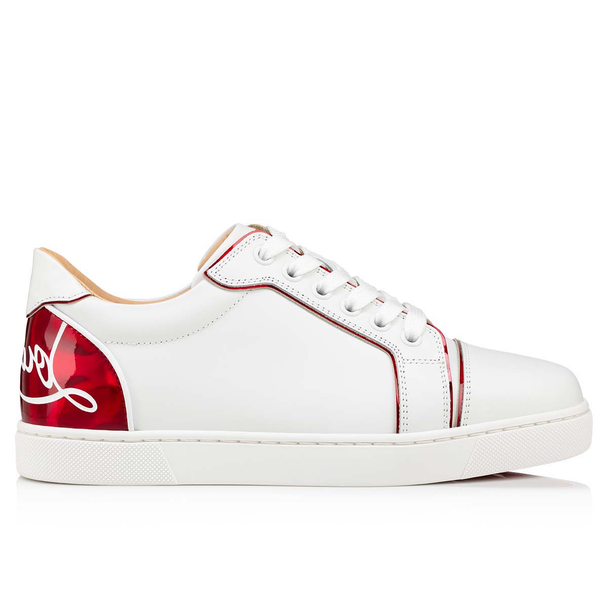 Christian Louboutin Fun Vieira Script Red Sole Sneakers In White