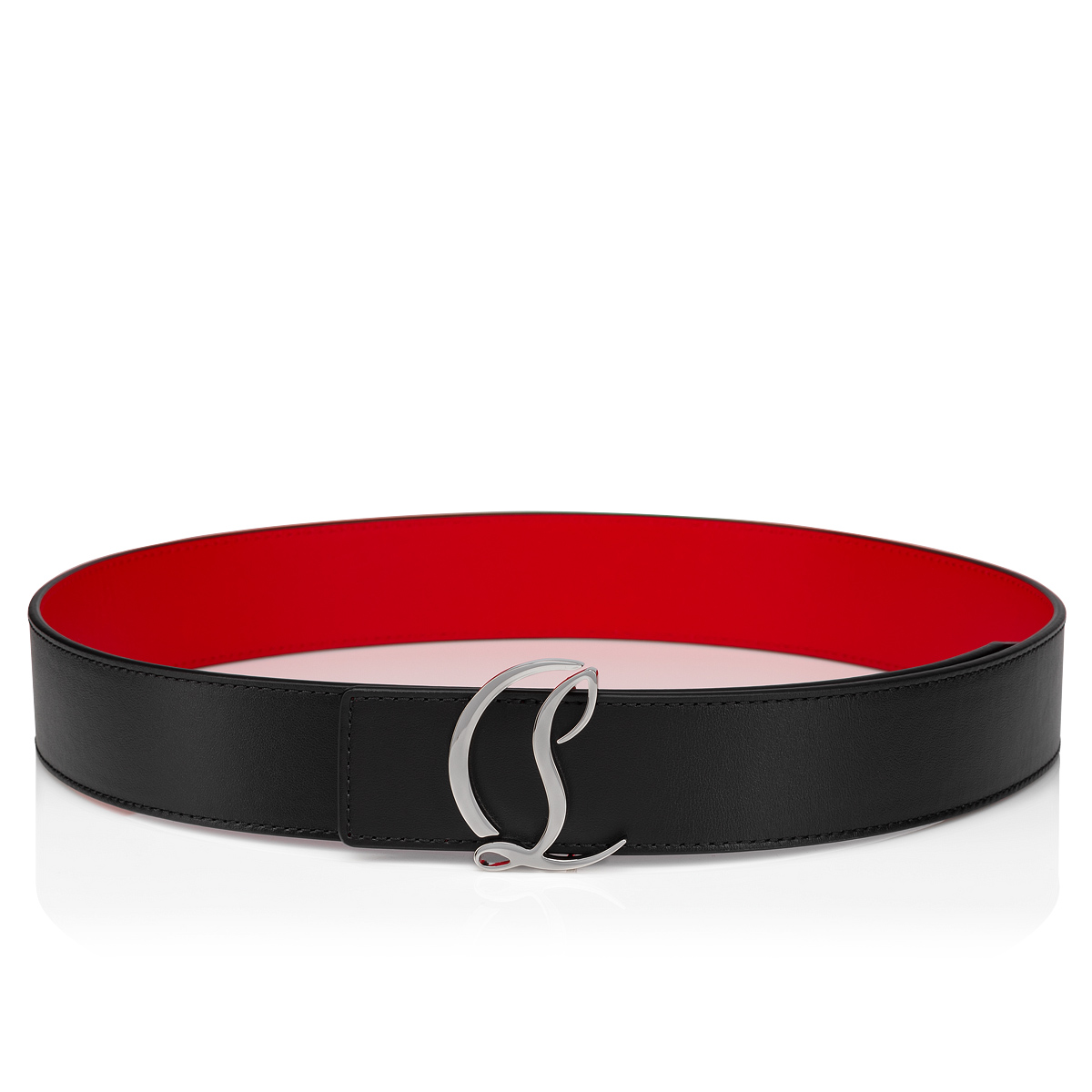 Louis belt BLACK/SILVER CLASSIC LEATHER - Men Belts - Christian Louboutin