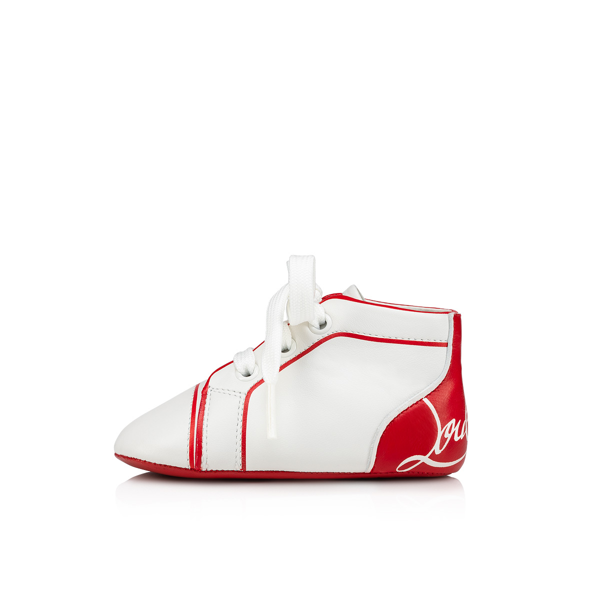 Christian Louboutin Kids' Funnyto Calfskin & Patent Leather Sneaker in Bianco/Loubi/loubi