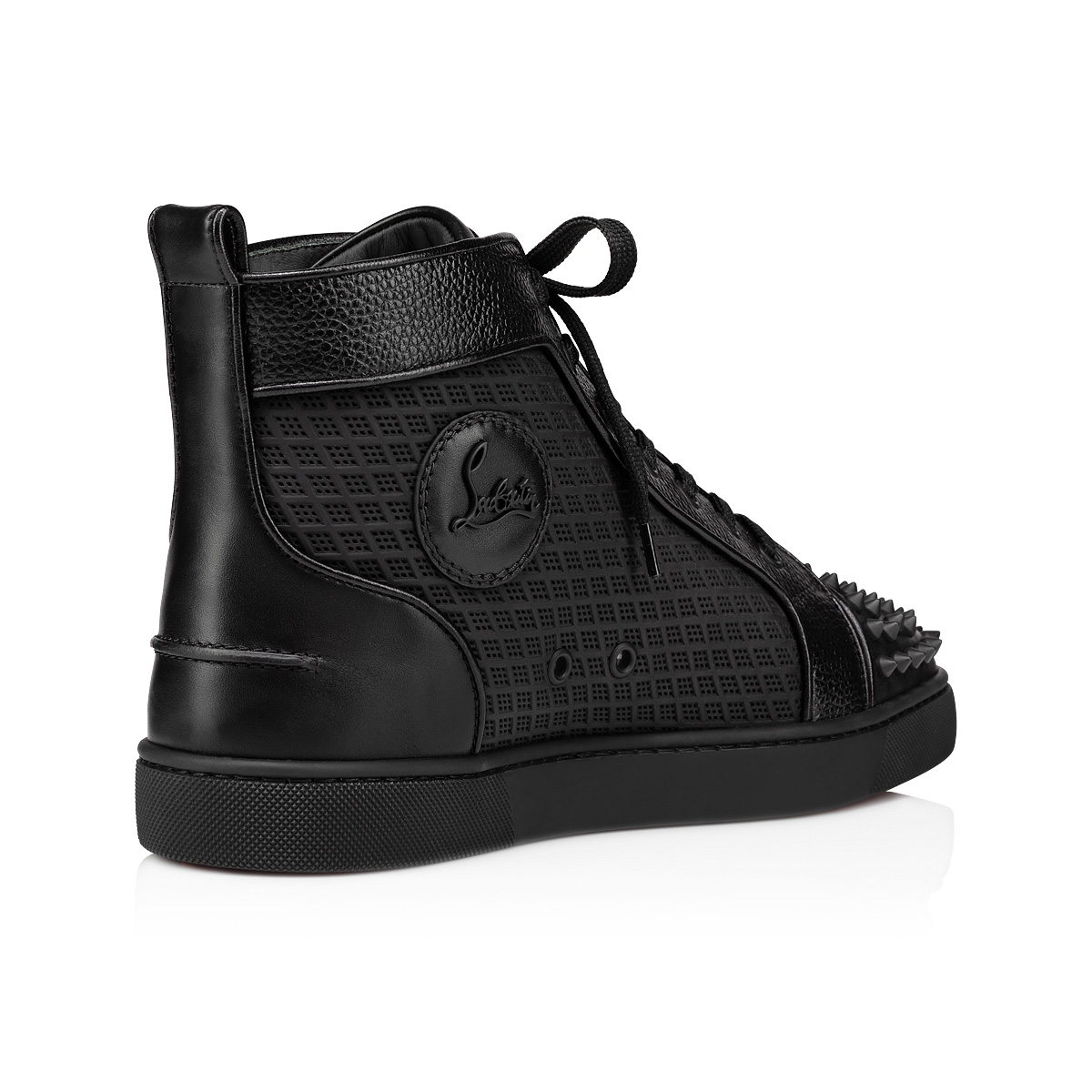 Lou Spikes - High-top sneakers - Calf leather and spikes - Black - Christian  Louboutin