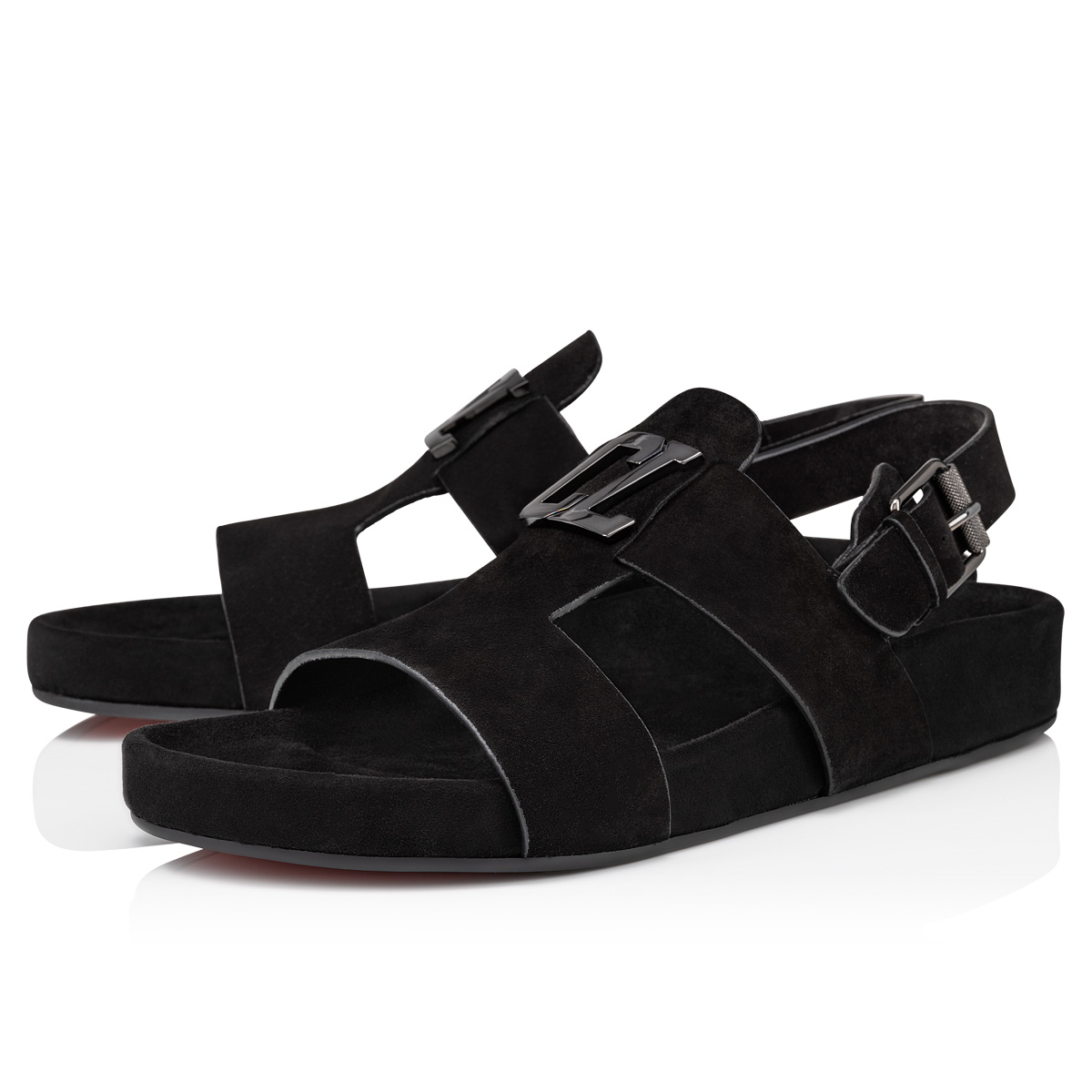 Leather sandals Christian Louboutin Black size 44.5 EU in Leather