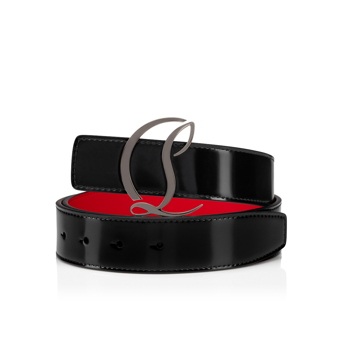 CL Logo - Belt - Patent calf leather - Black - Christian Louboutin