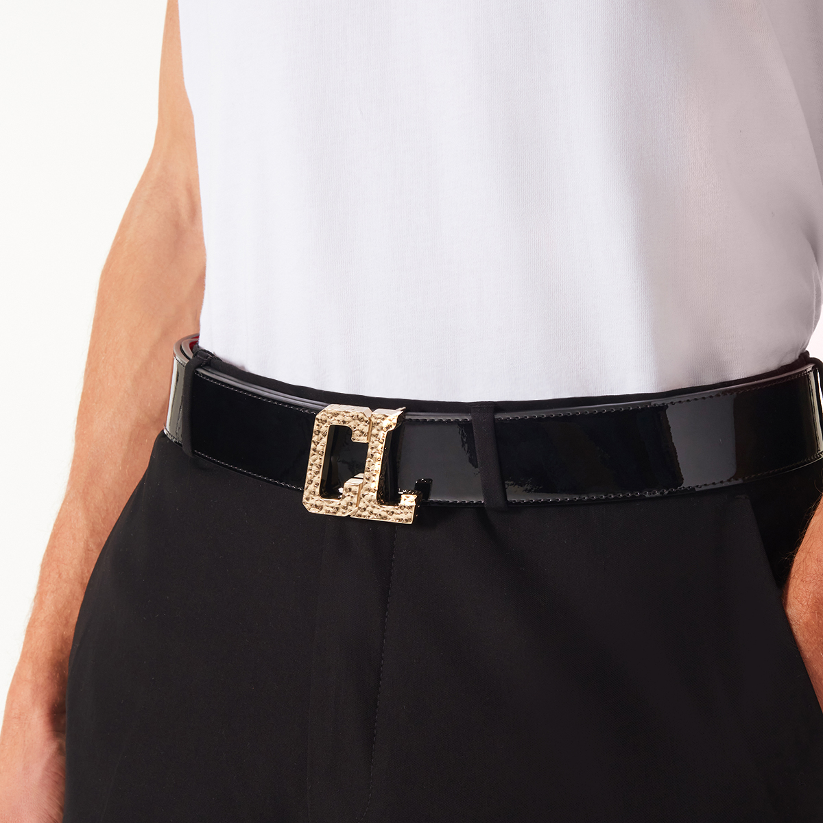 Christian Louboutin Happy Rui CL Logo Belt Buckle Silver - Mens Belt