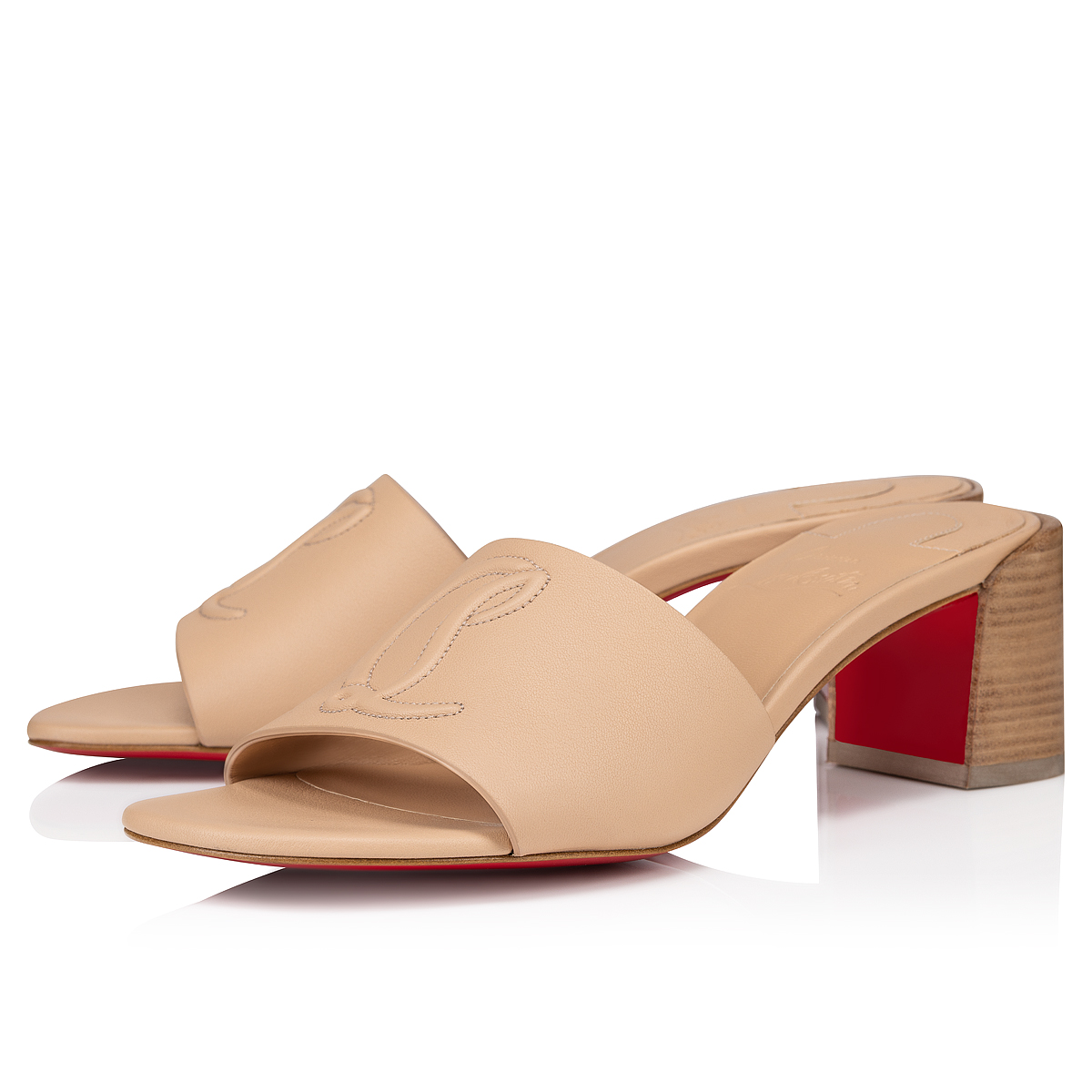 【Christian Louboutin】 So CL 55 embossedレザーミュール So CL 55 embossed leather mules in black - Christian