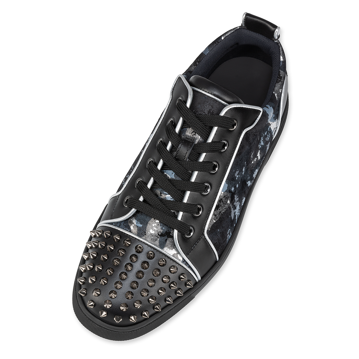 Christian Louboutin Black/Silver Version Louis Junior Spikes Shoes – AUMI 4