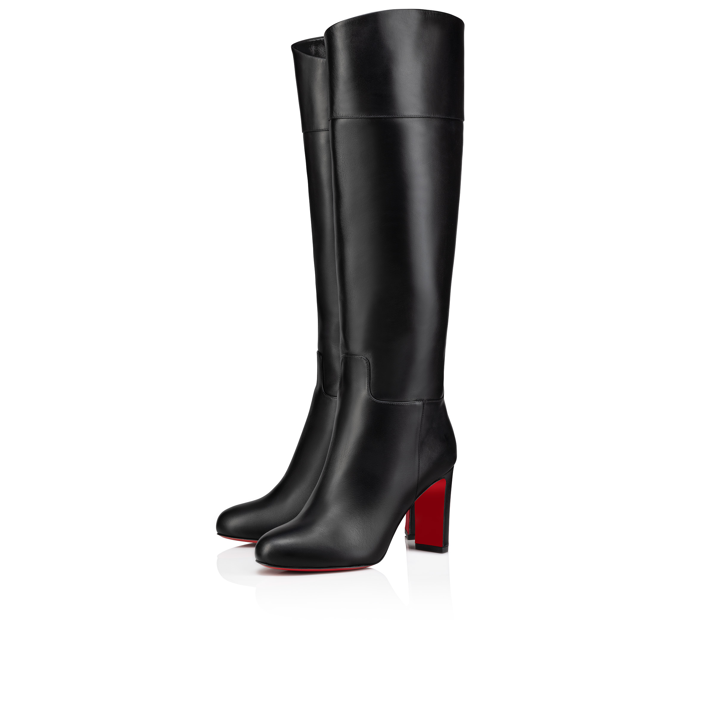 Christian Louboutin Loo Leather Red Sole Knee Boots Black