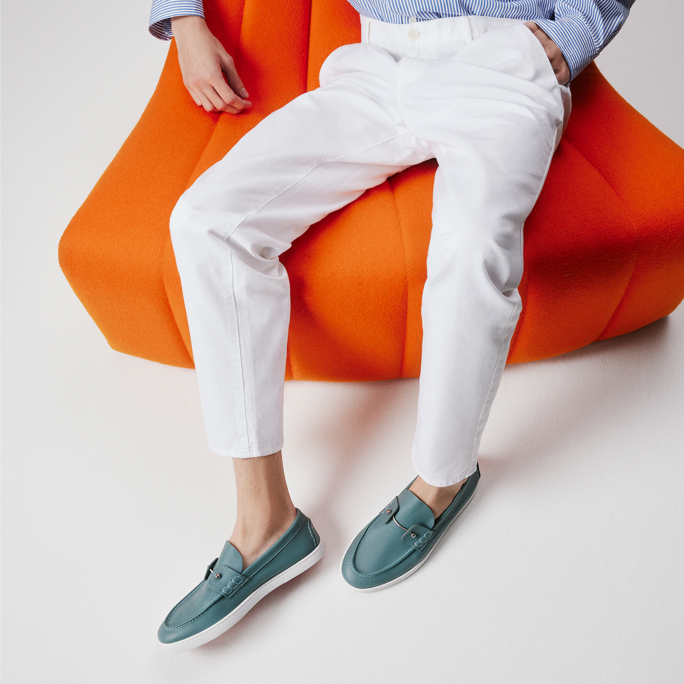 Christian Louboutin Pik Boat Flat Calf Leather Shoes Black
