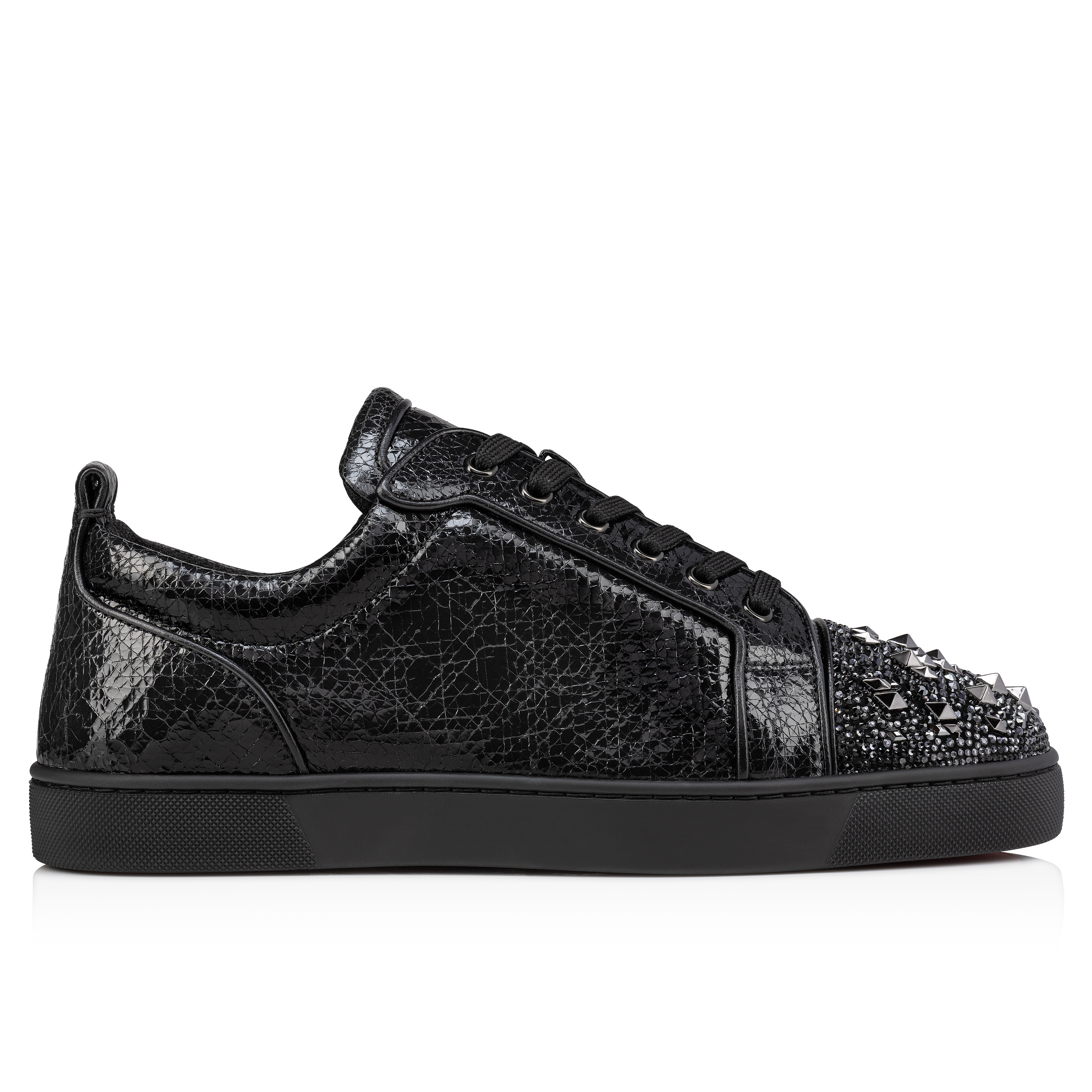 Louis Junior P Strass Eternity Sneakers Metallic suede and spikes Black Men Christian Louboutin Canada