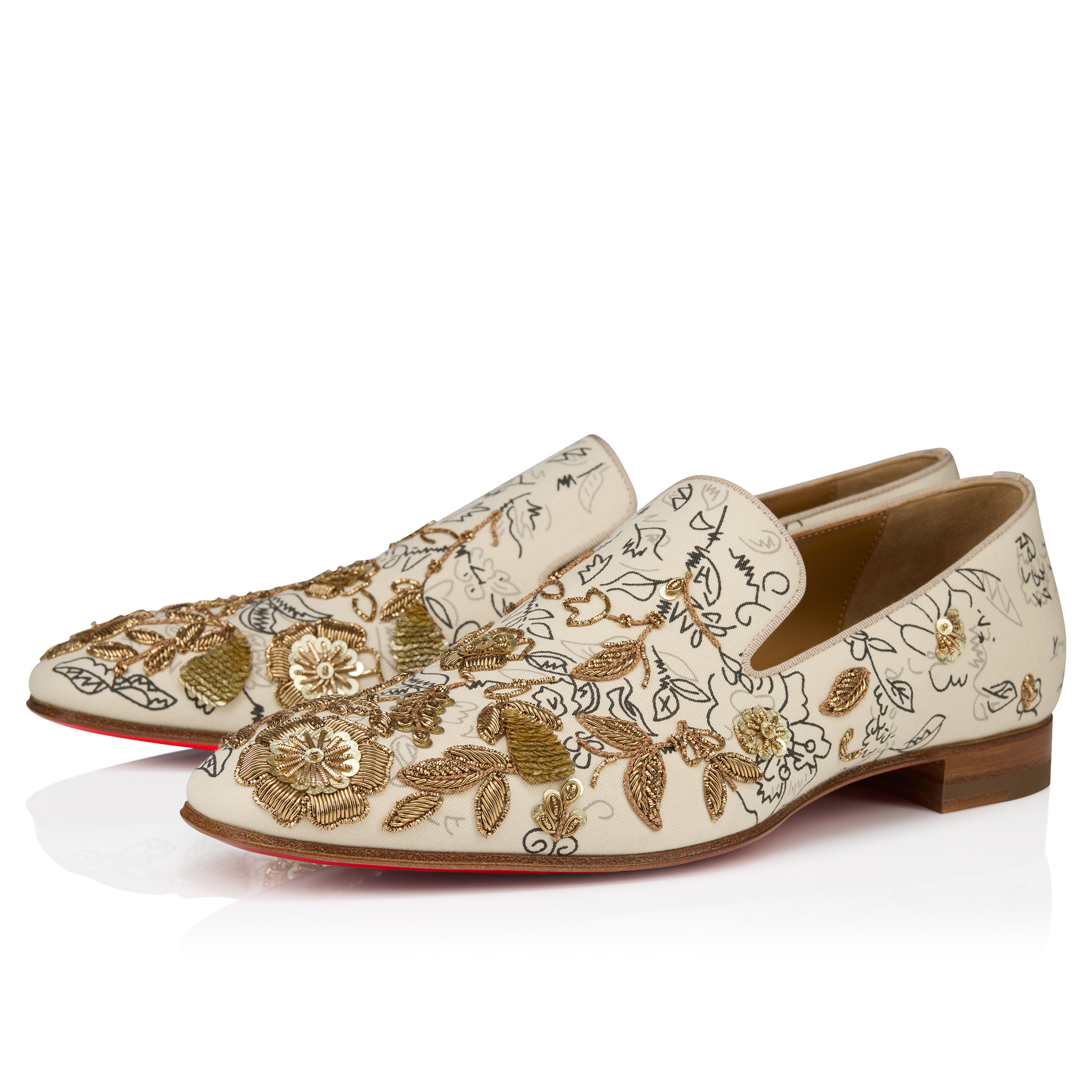 無料クーポン配布 アプリ Florale Esquisse Dandelion - embroidered Floral - Loafers ドレス+ビジネス