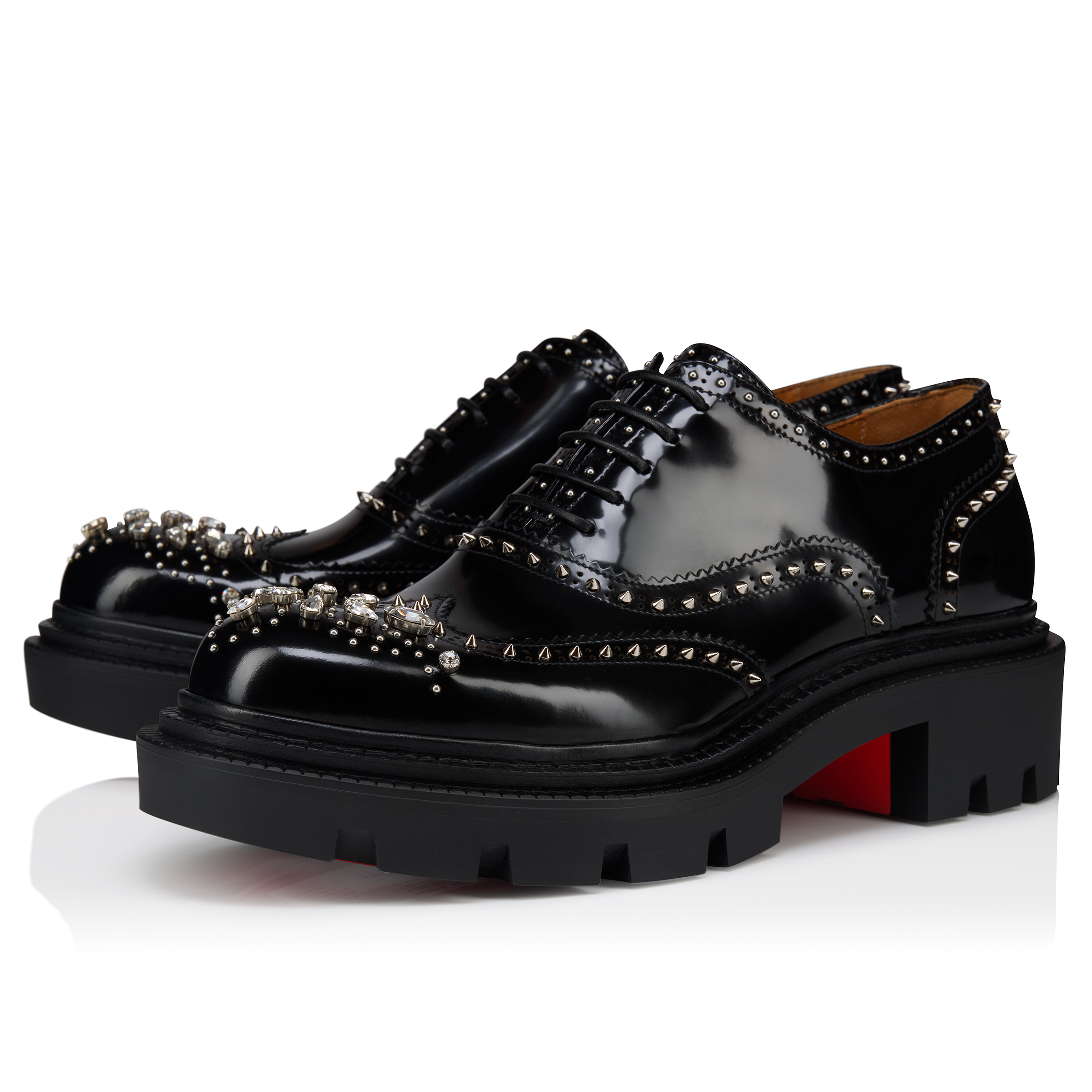 College Strass - Oxfords - Calf leather and strass - Black