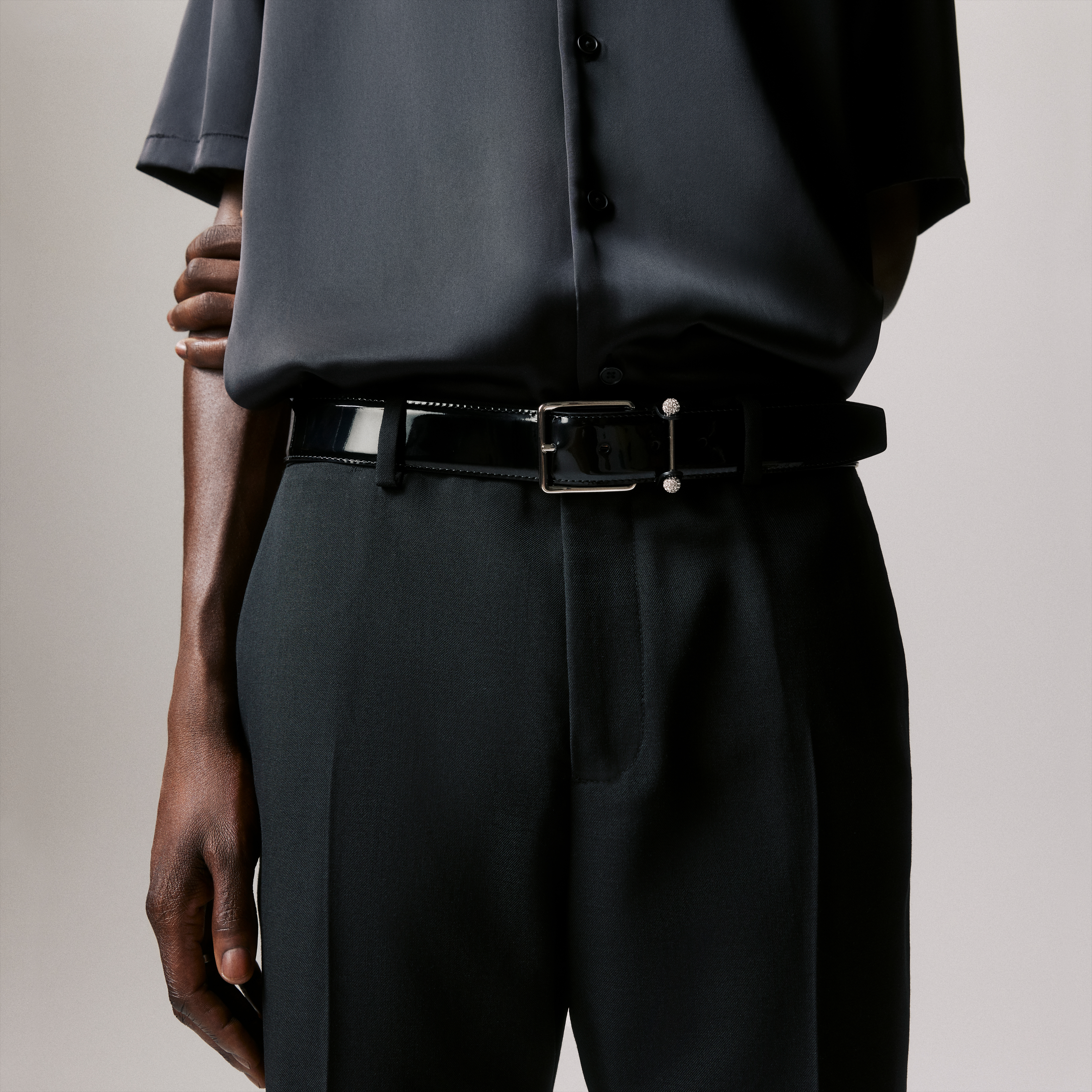 Chambeliss - Belt - Patent leather and night strass - Black