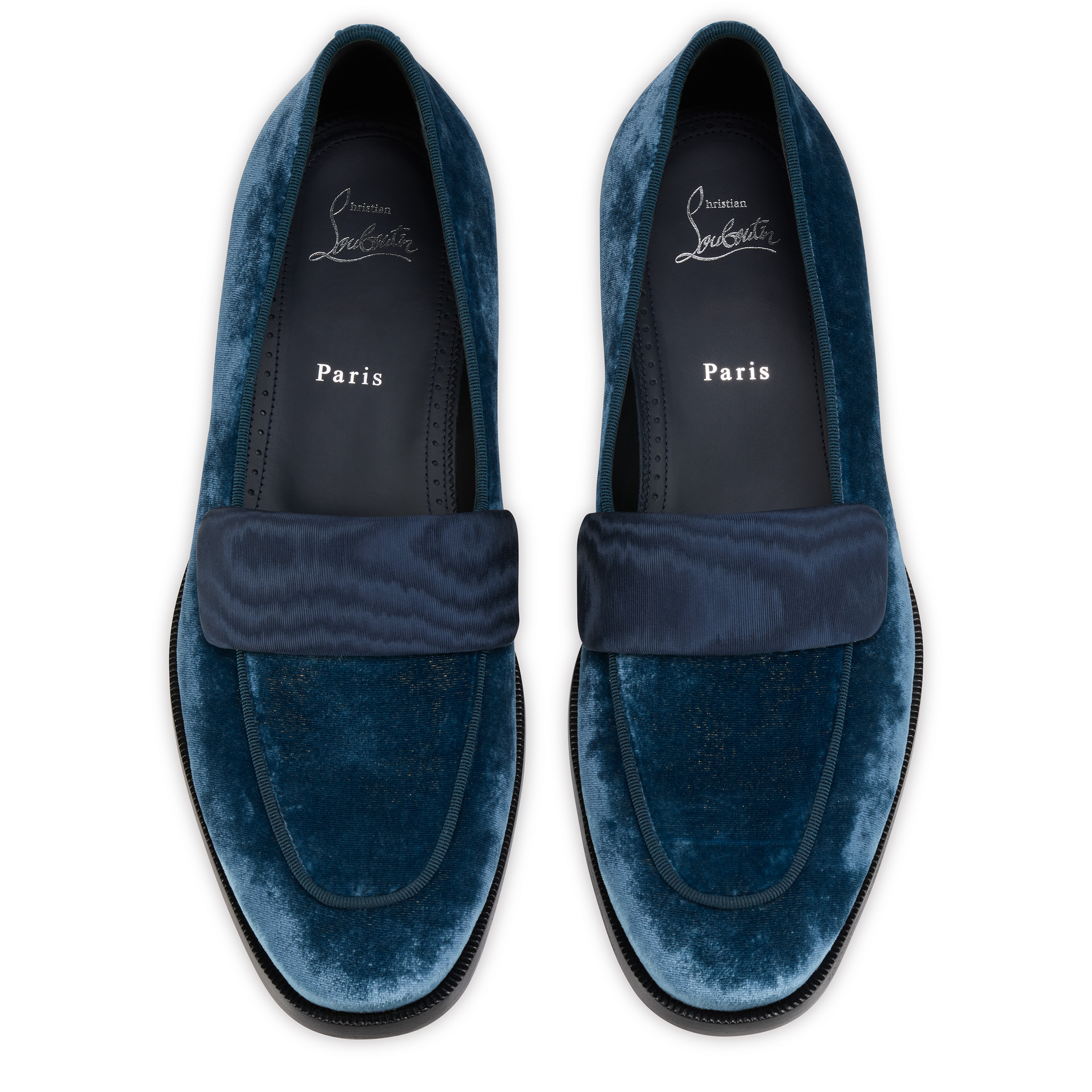 Christian Louboutin Men\'s Blue Velvet Loafers with Red Sole Christian Louboutin Men main image 2