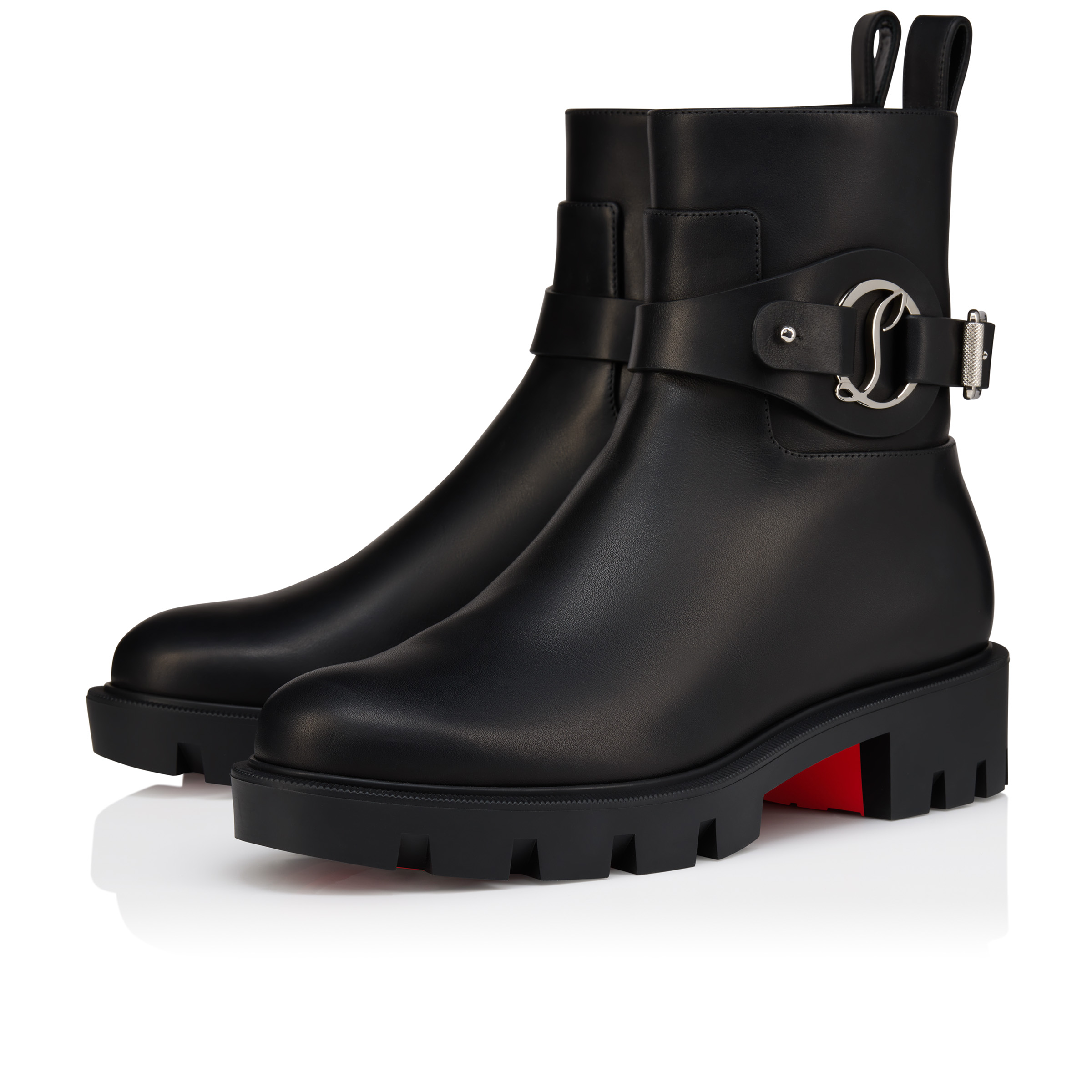 Christian Louboutin ブラックブーティ 37 Dianouchette Lug - Low boots - Waxed calf leather - Black - Women