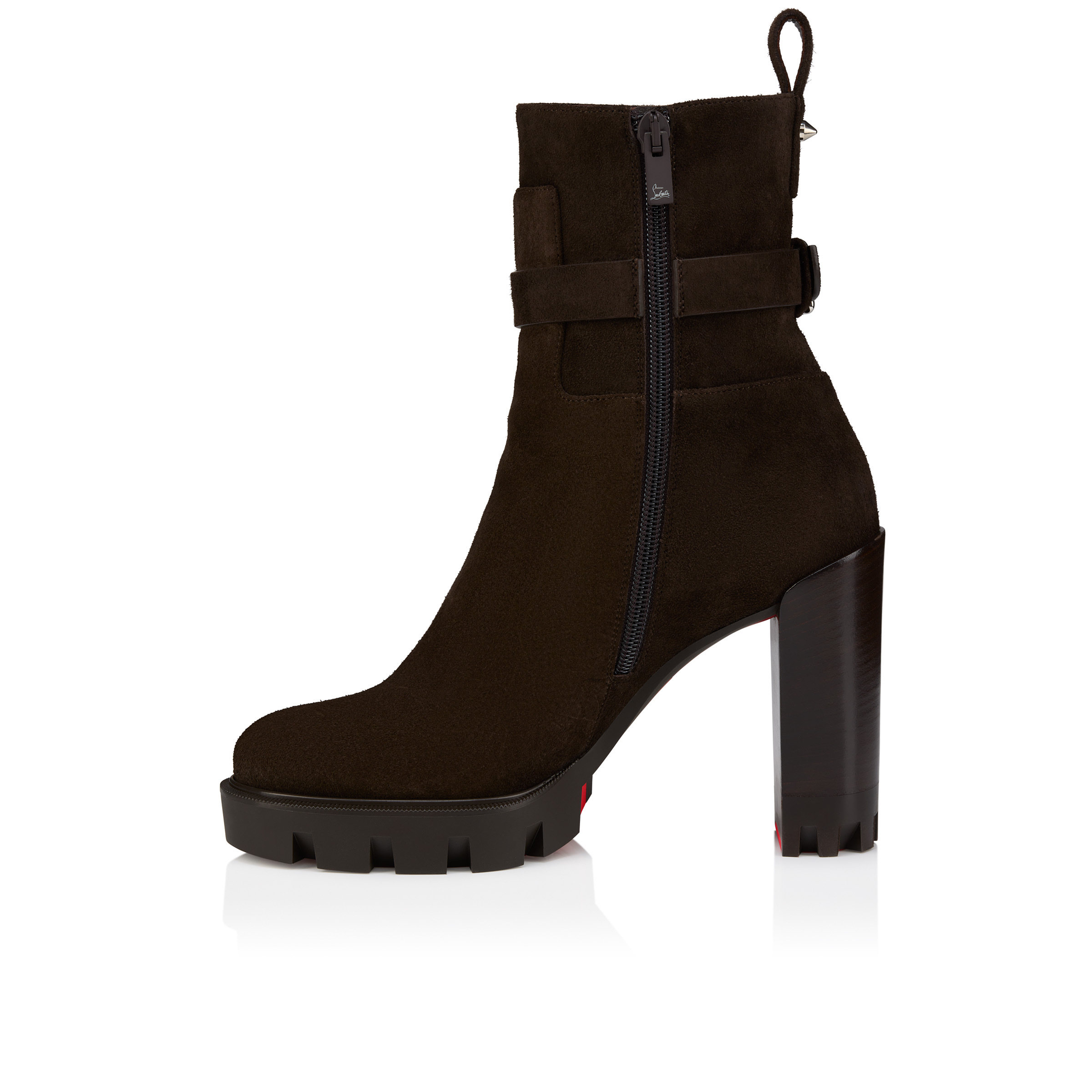 Dianouchette Lug - 100 mm Low boots - Reversed calf leather - Cafe
