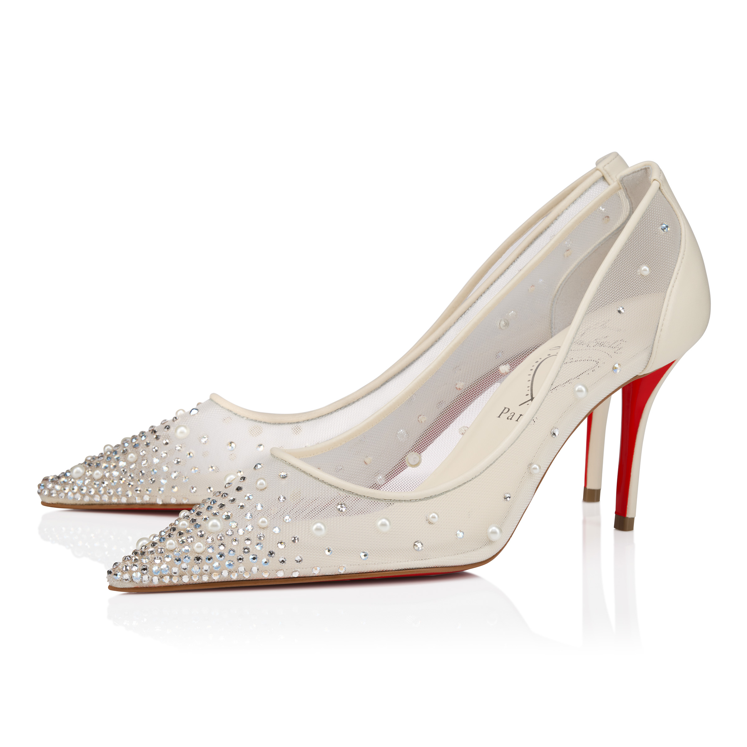 Christian Louboutin グリッター ハイヒール Miss Z Degrastrass Perla - 80 mm Pumps - Mesh, nappa leather