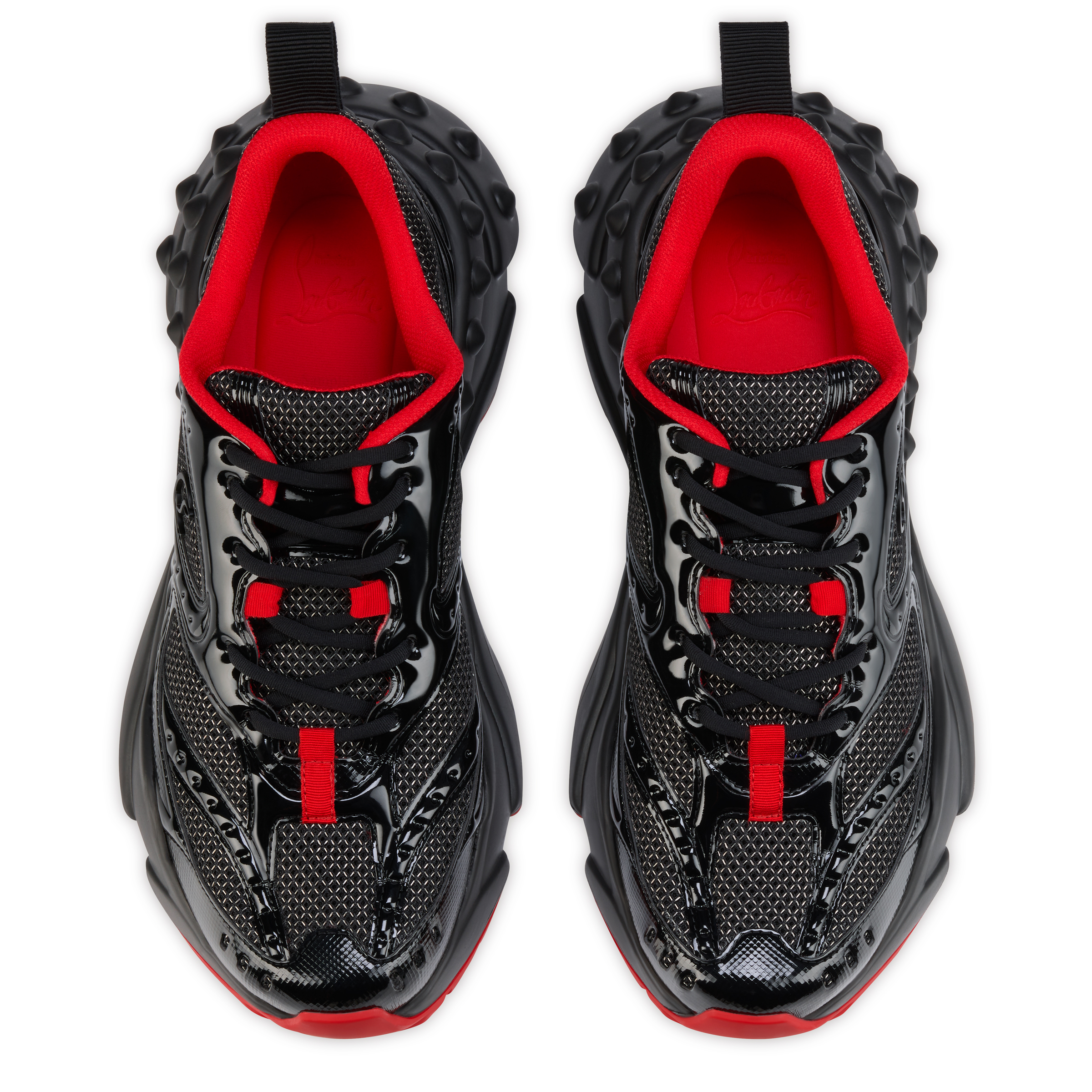 Christian Louboutin Black and Gray Athletic Shoes with Red Highlights Christian Louboutin Louis Junior Spikes suede sneakers  main image 4