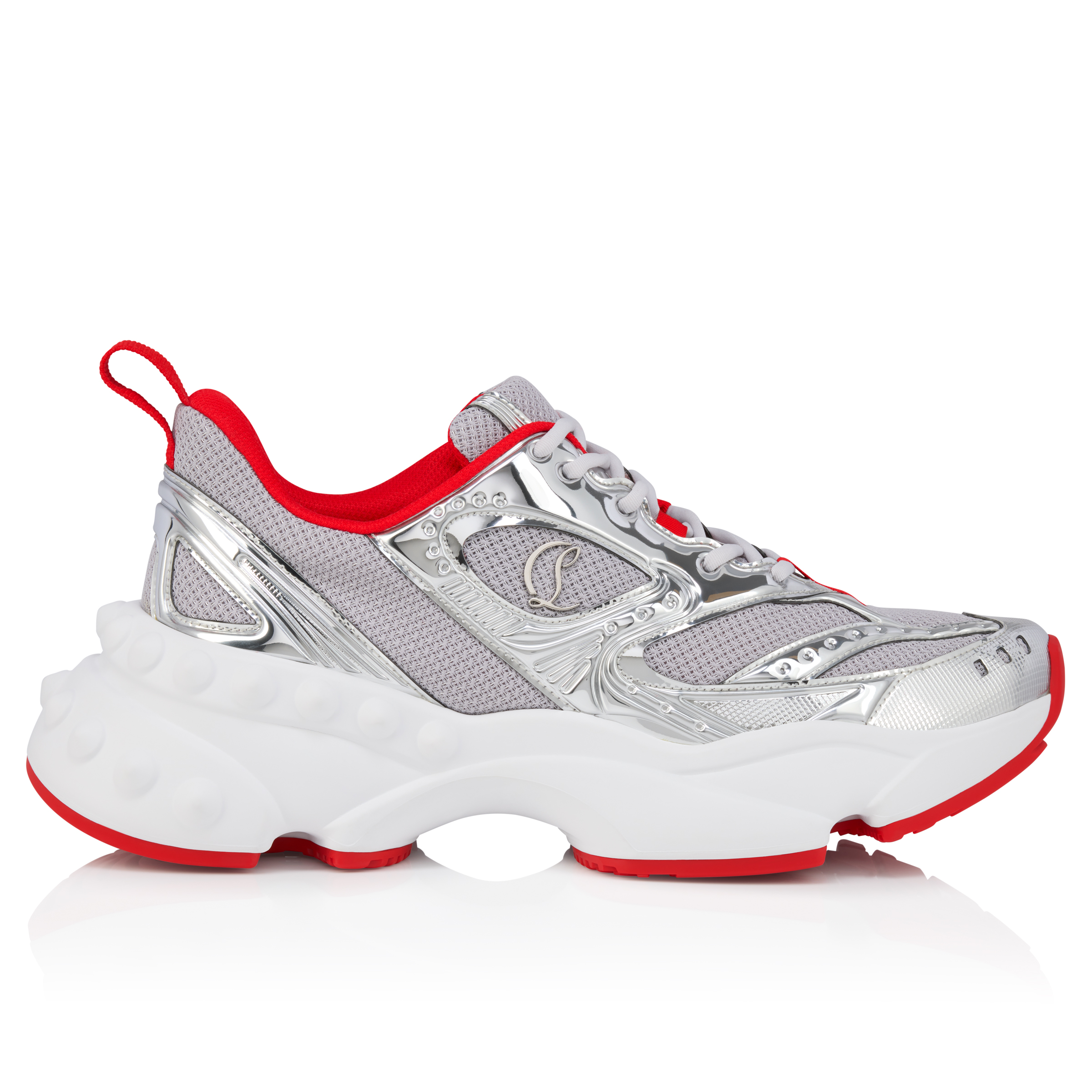 So Flo - Running sneakers - Laminated calf leather - Silver - Men