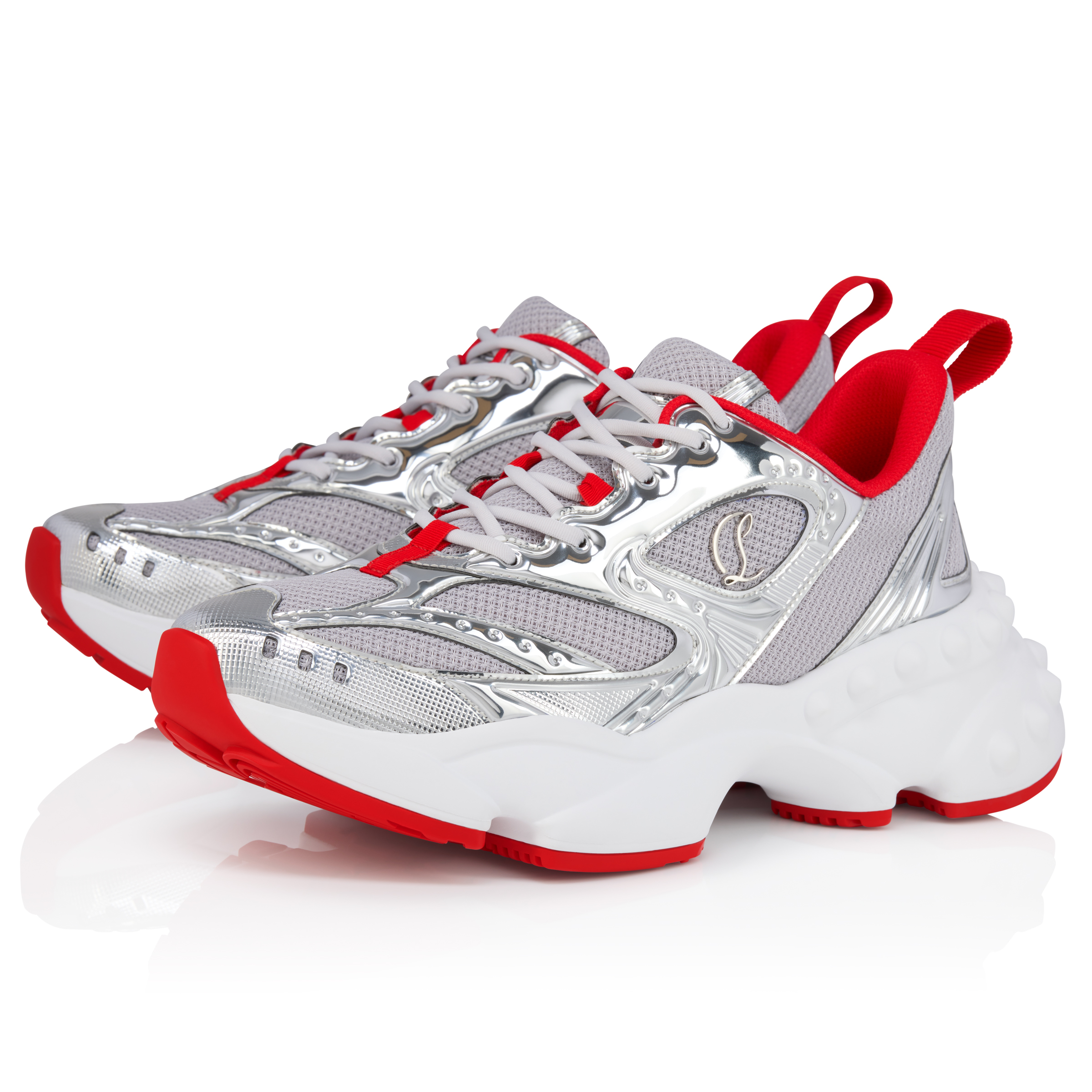 So Flo - Running sneakers - Laminated calf leather - Silver - Men