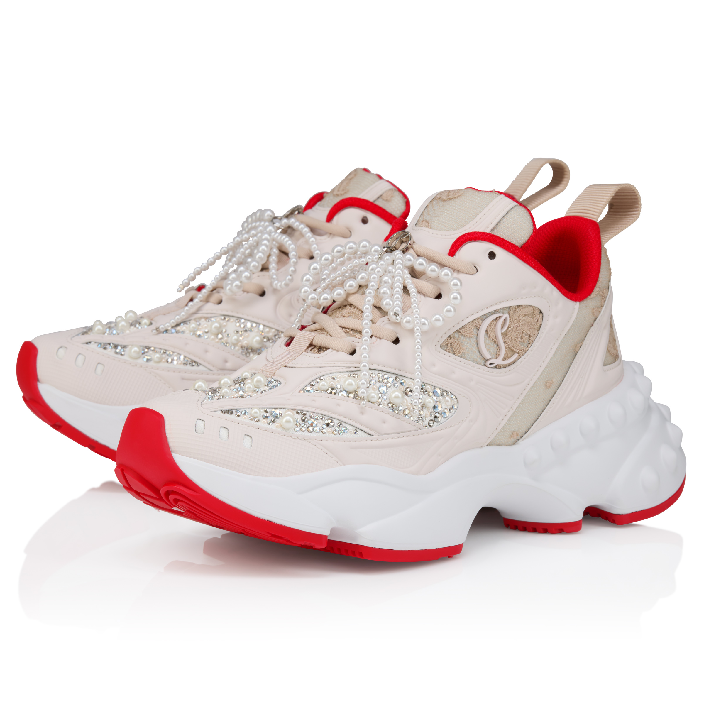 le boutons.。.:♡* ~ perle ~ So Flo Perla - Running sneakers - Laminated calf leather, strass