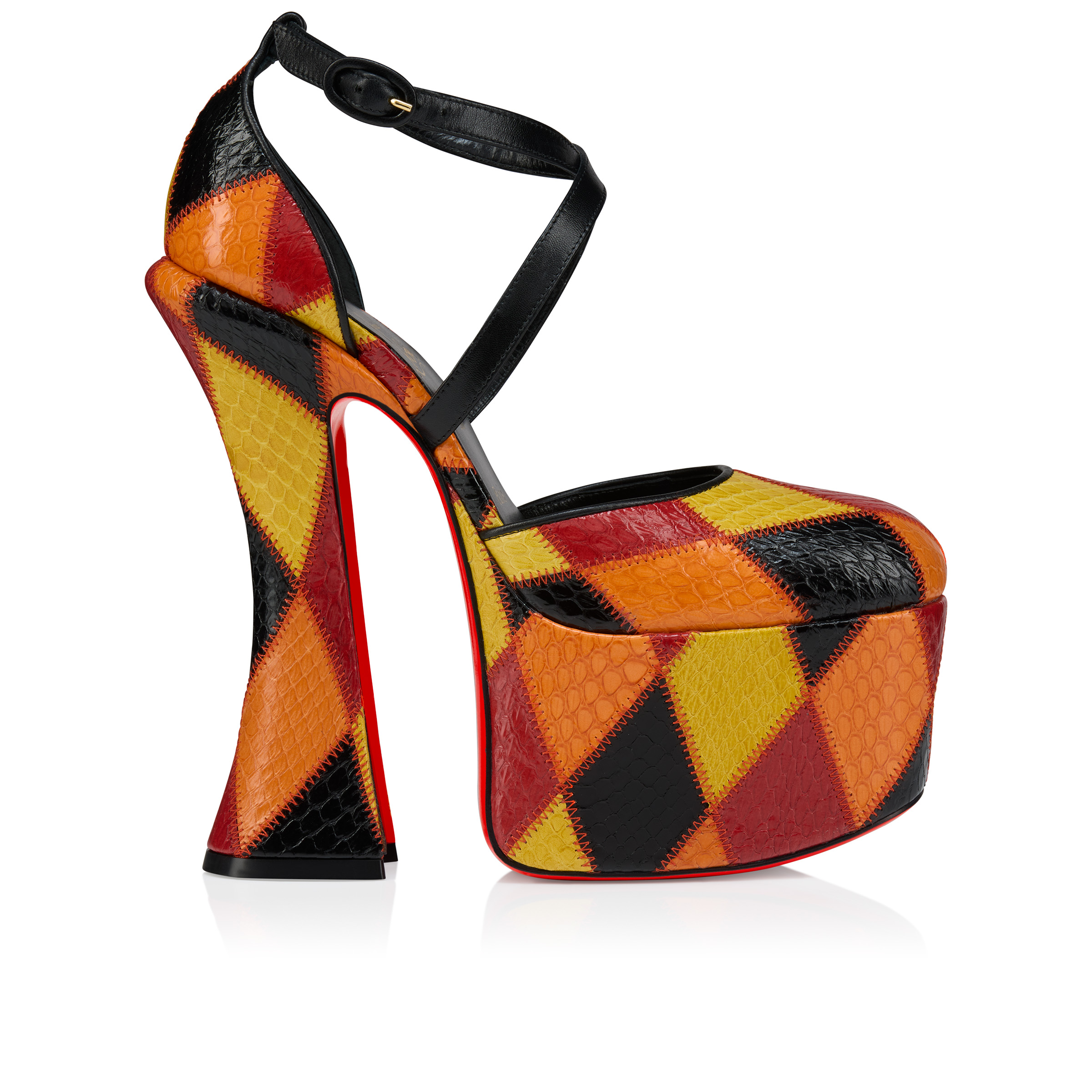 Aquadorcet - 160 mm Strappy pumps - Patchwork watersnake leather