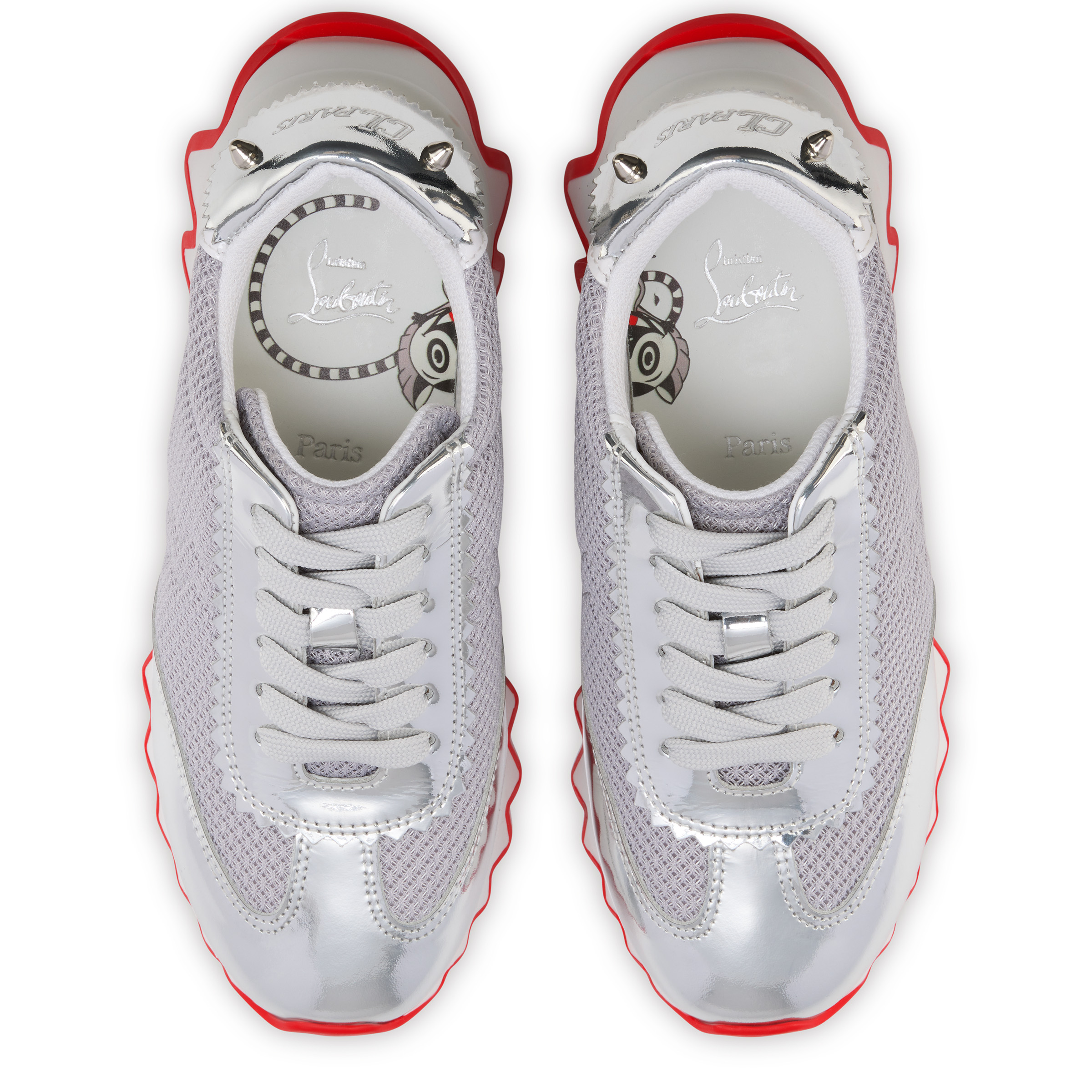 Mini Shark - Running sneakers - Calf leather - Silver - Kids