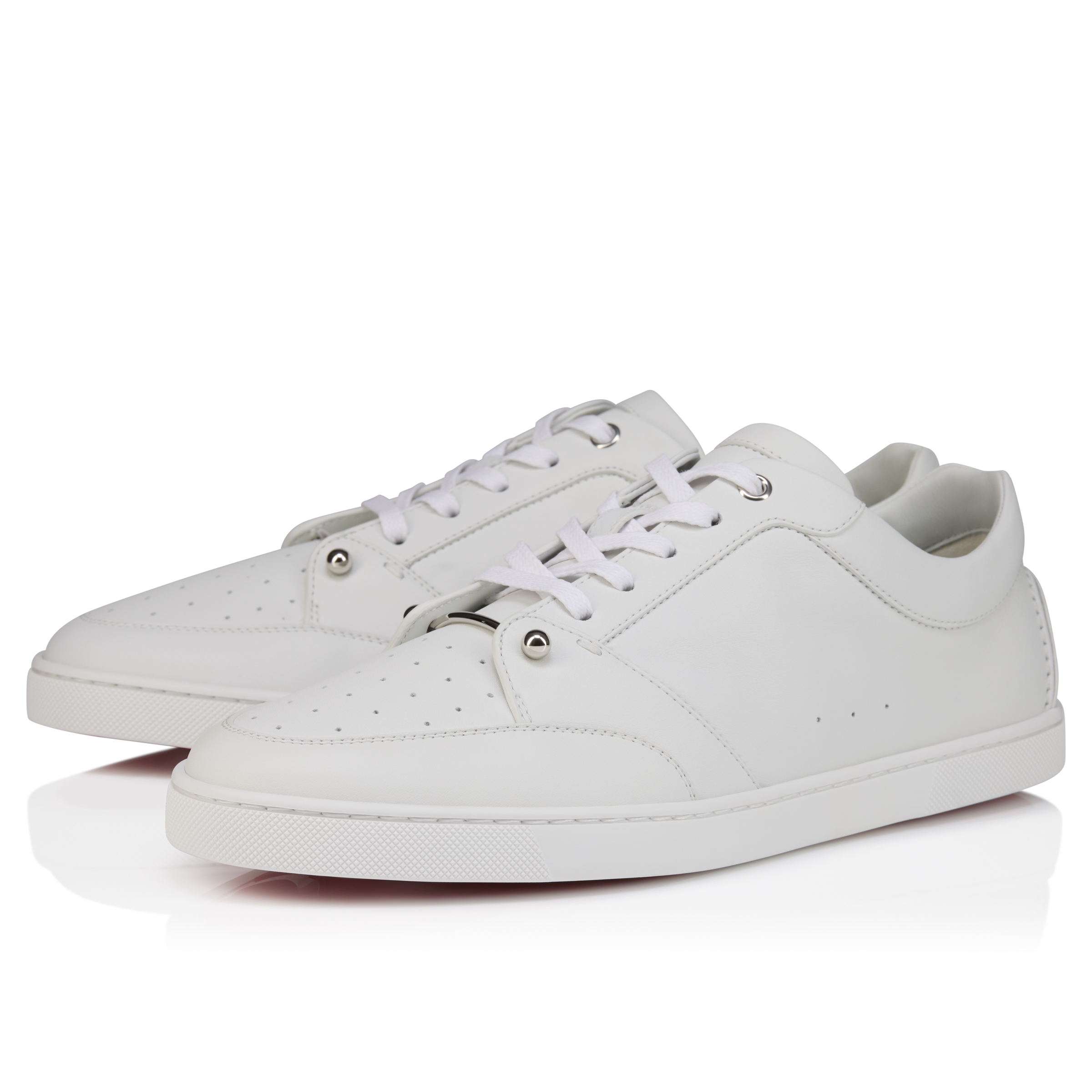 Christian Louboutin シルバー メンズ 27.5〜28cm Chambelisneak - Sneakers - Calf leather - White - Men - Christian
