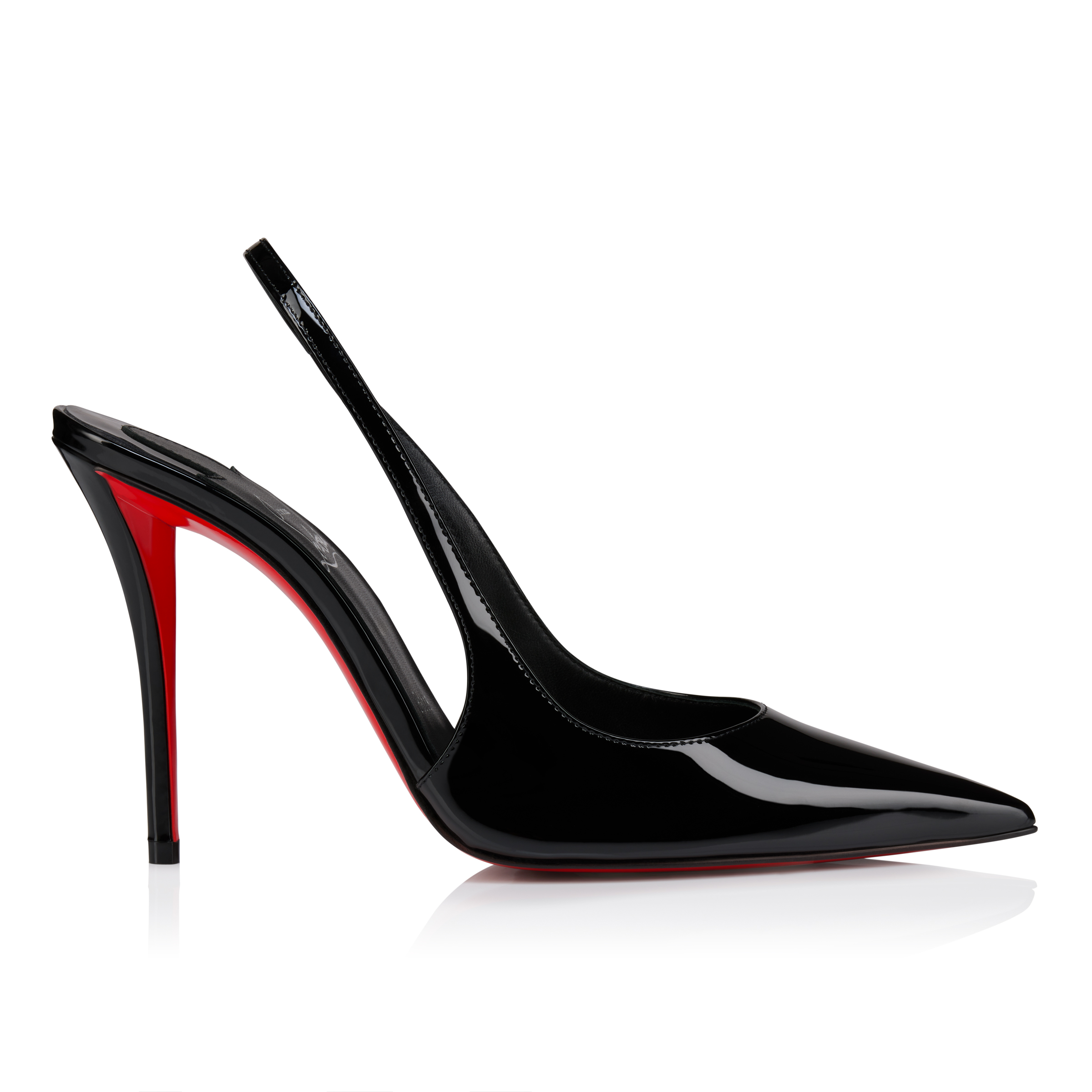 Christian Louboutin ブラックスタッズハイヒール 36 1/2 Miss Z Sling Back - 100 mm Slingback pumps - Patent calf leather