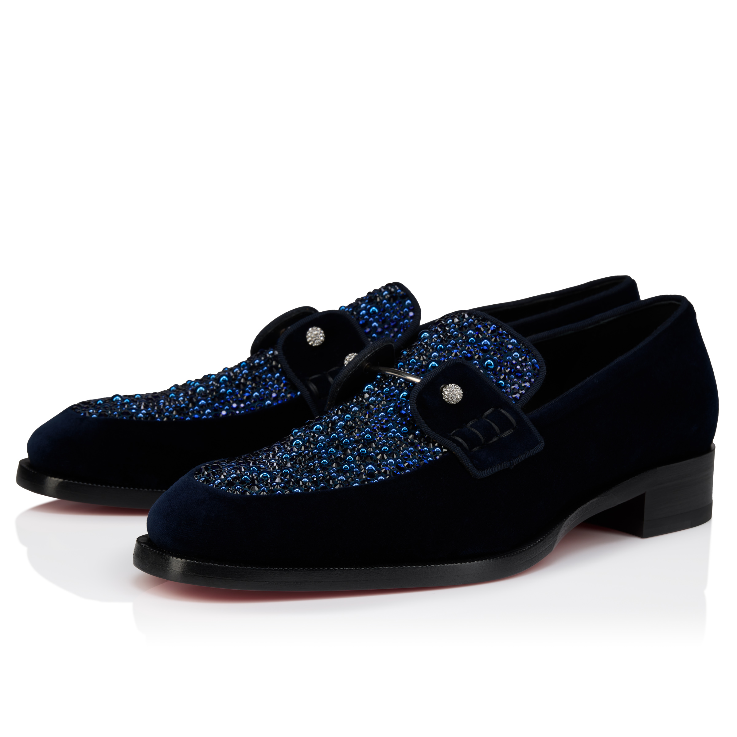 Christian Louboutin ネイビーコルクウェッジヒール サイズ36 Chambelimoc Perla Night Strass - Loafers - Velvet and strass