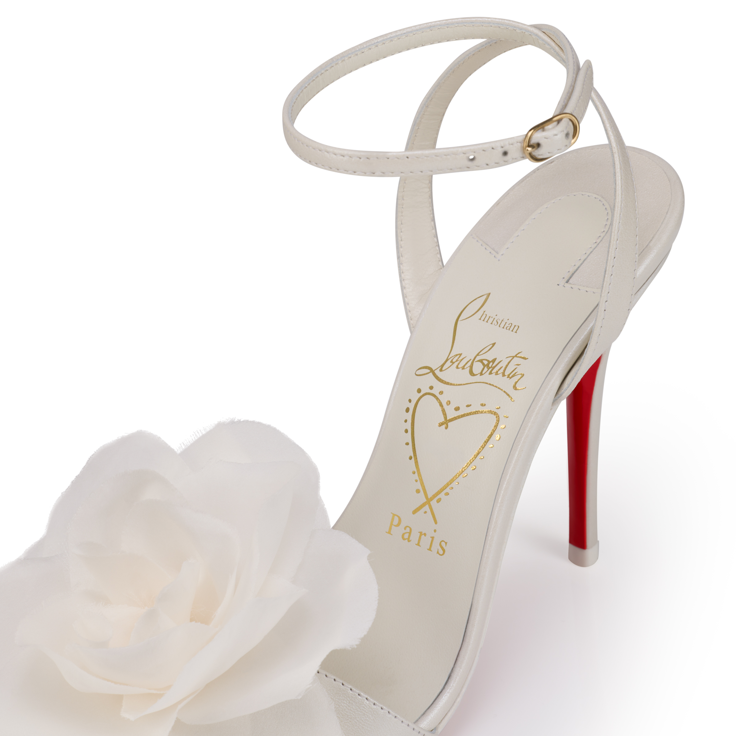 オリバーガル　ルブタン Miss Z Flora - 100 mm Strappy sandals - Pearly nappa leather