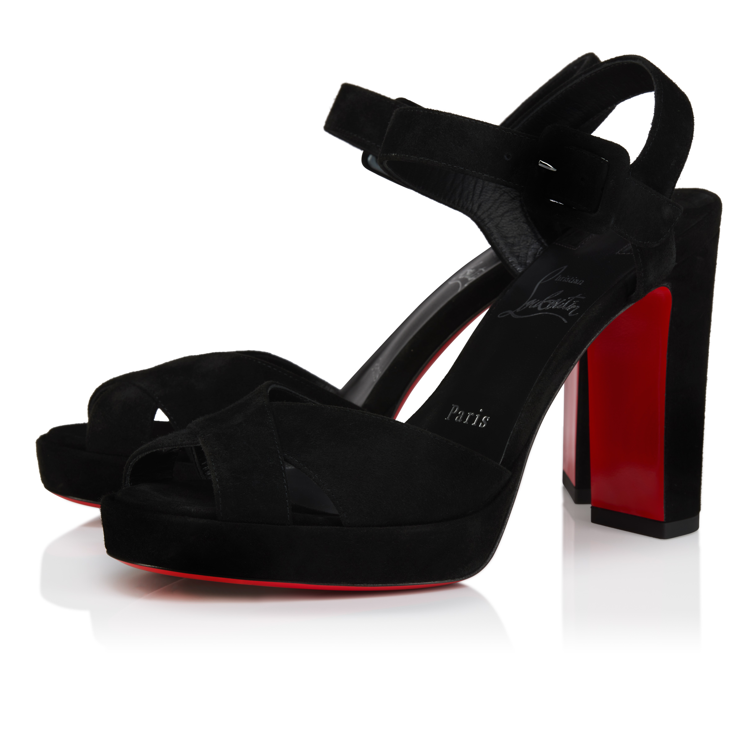 Cora - 100 mm Sandals - Veau velours - Black - Women - Christian