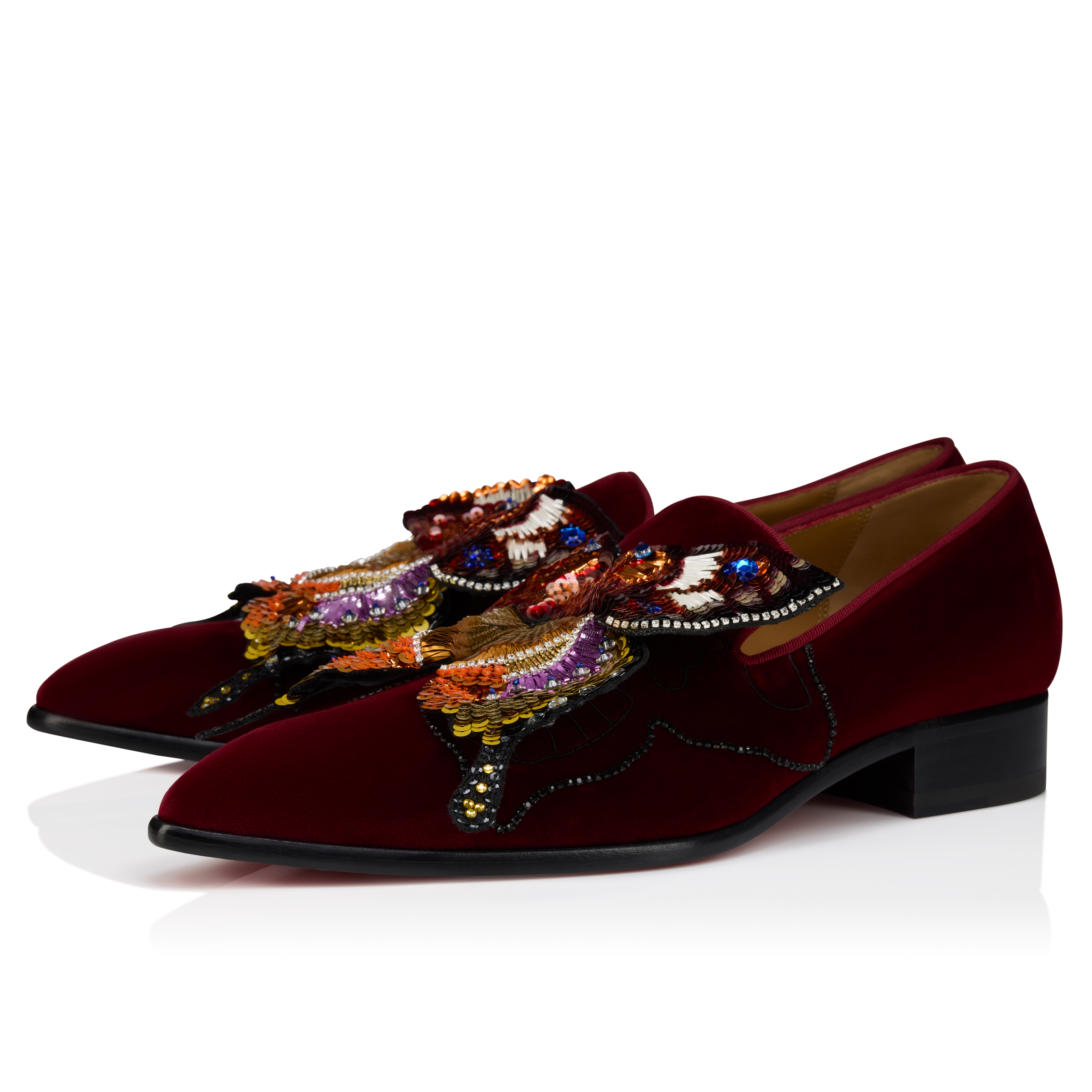 Farfajour - Loafers - Velvet - Burgundy - Men - Christian
