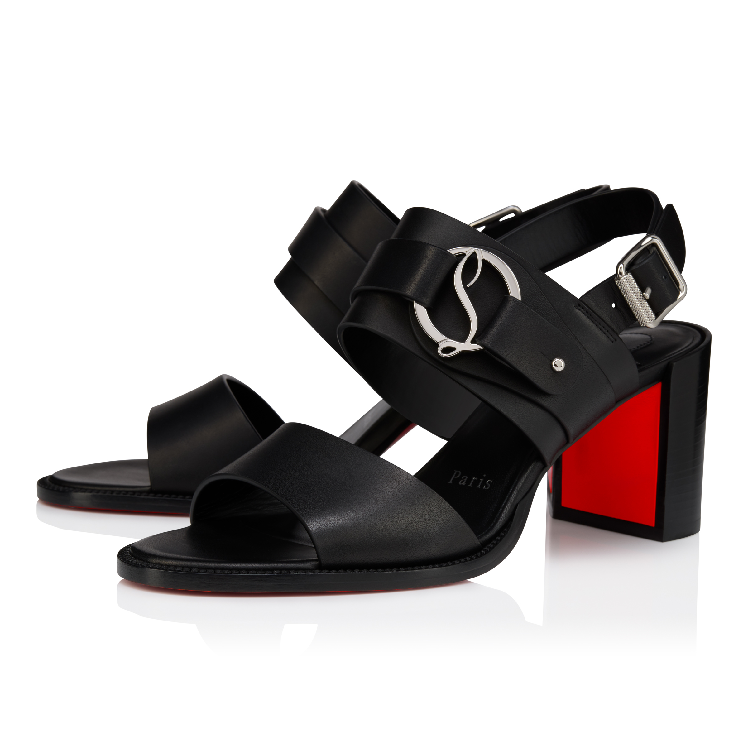 Her In Roma - 70 mm Sandals - Waxed calf leather - Black - Women