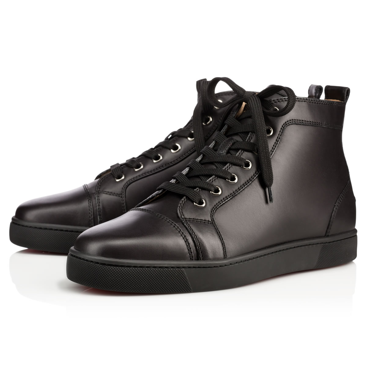 Christian Louboutin - Authenticated Louis Trainer - Leather Black Plain for Men, Very Good Condition