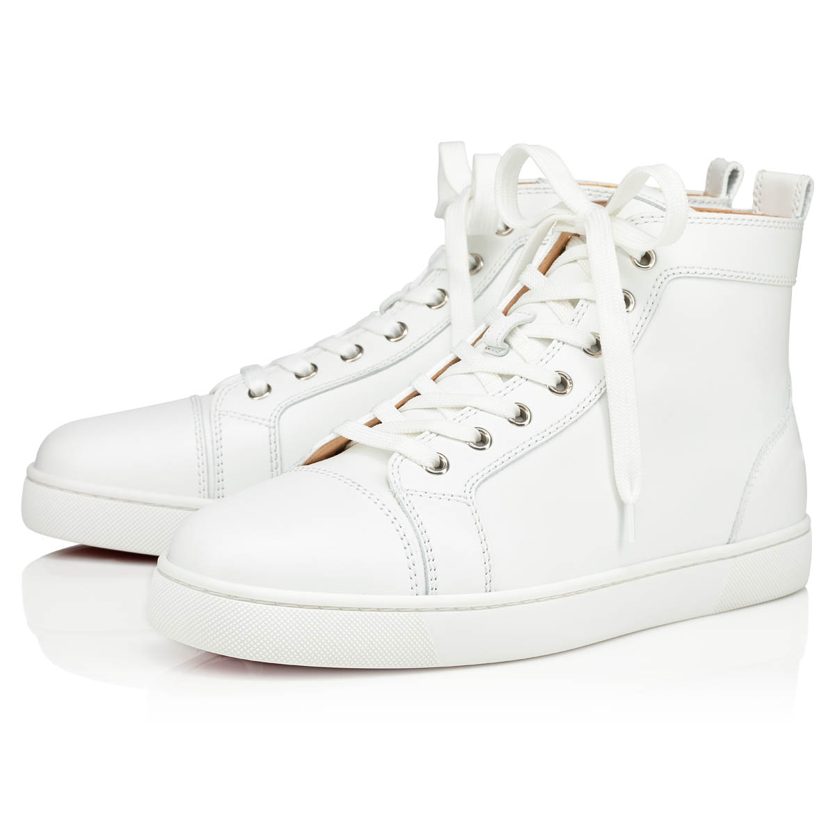 Louis leather high trainers Christian Louboutin White size 42.5 EU in  Leather - 16584571