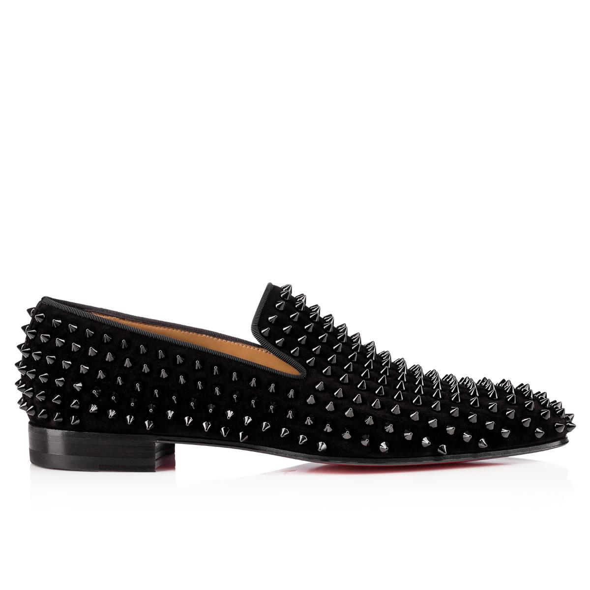 Christian Louboutin Men's Spooky Metallic Spike-toe Loafers In Black