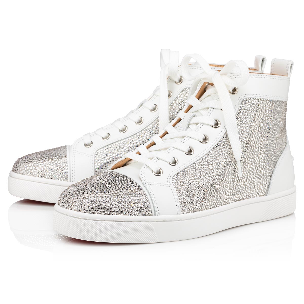 Louis High-top sneakers - Suede and strass - White - Christian Louboutin