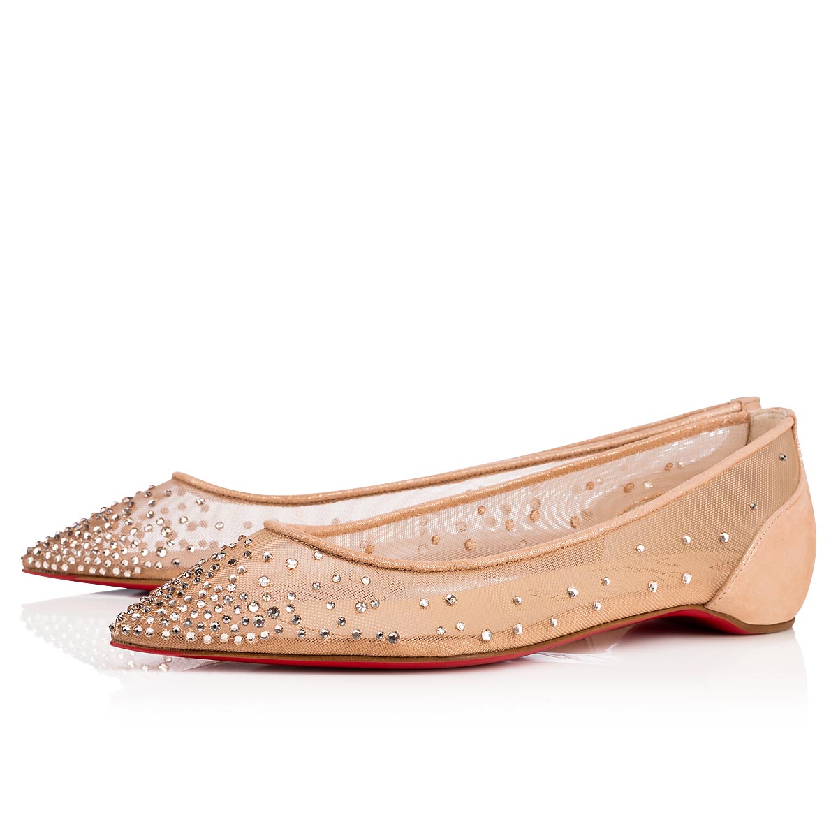 Follies Strass - Ballerinas - Mesh and suede Light Silk - Christian Louboutin United States