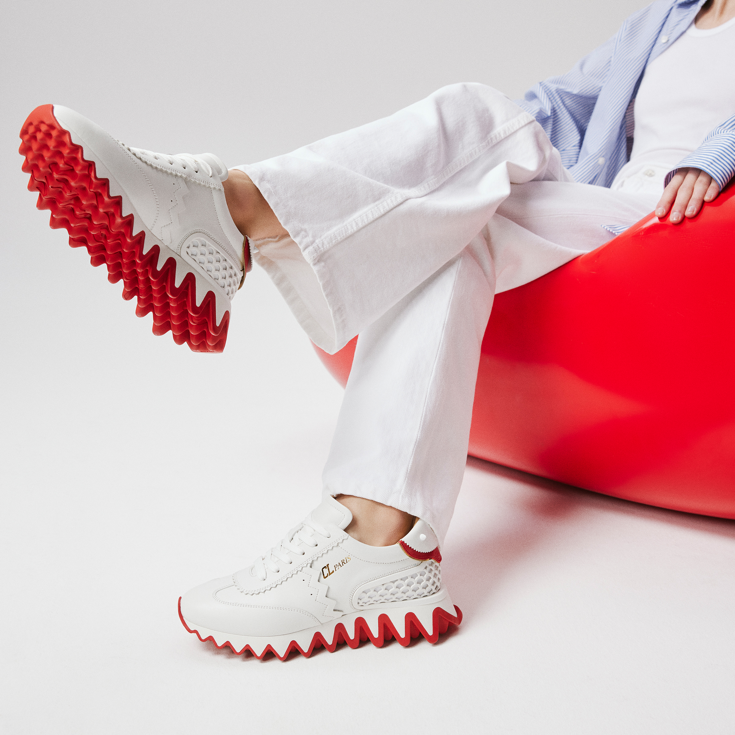 シャーマン✨Christian Louboutin ルビファンク Loubishark - Sneakers - Calf leather and neoprene - Bianco - Women