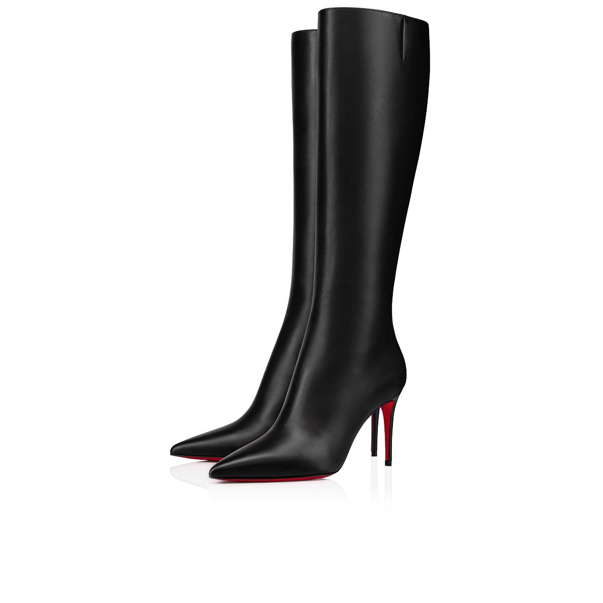 Christian Louboutin Black Leather New Simple Botta Knee Length Boots Size  36 at 1stDibs