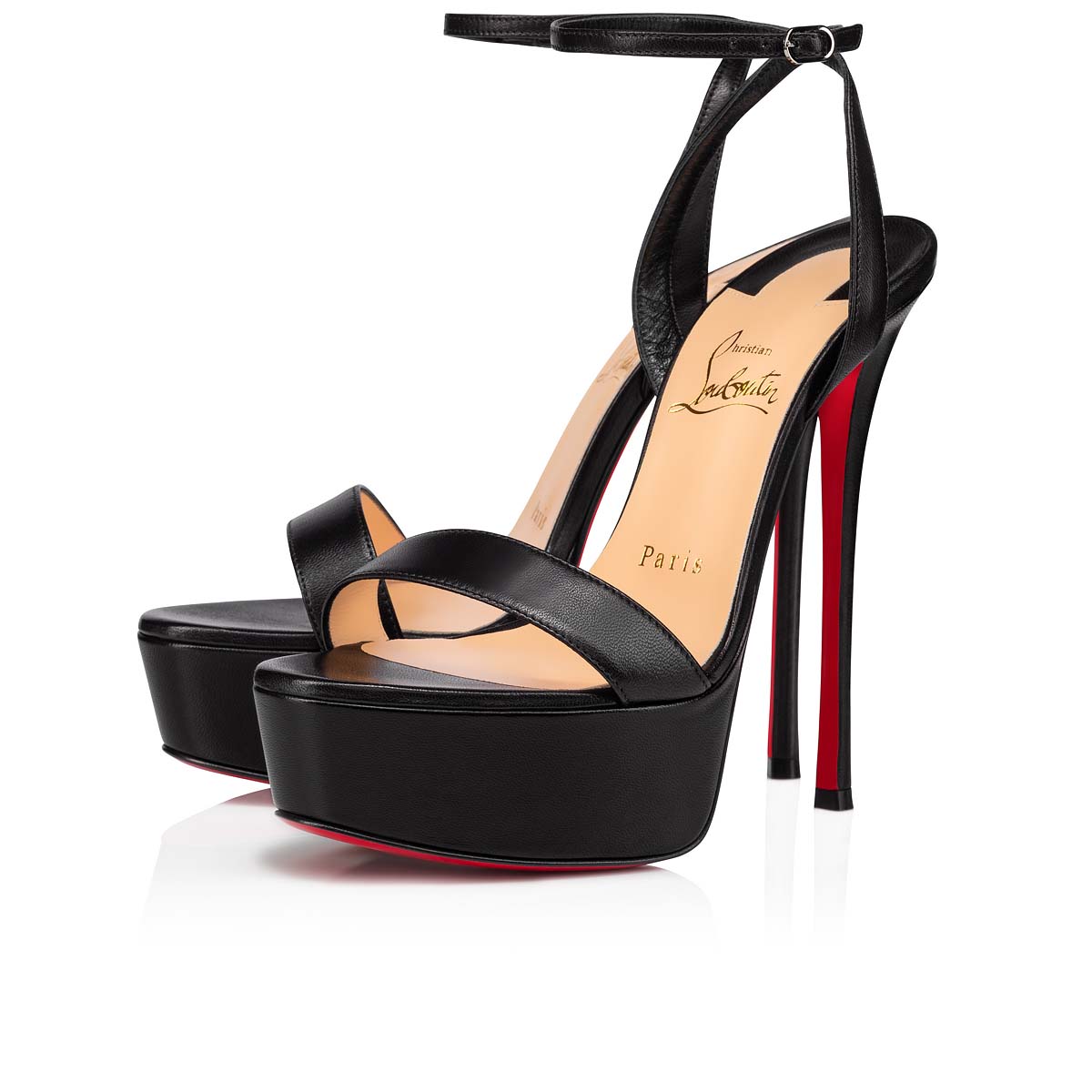 CHRISTIAN LOUBOUTIN: Loubi Queen sandal in holographic patent