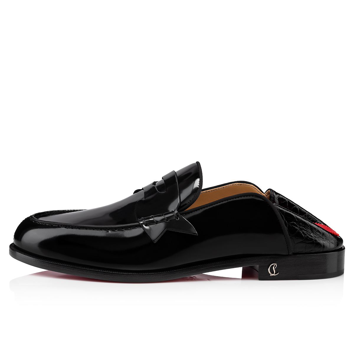 Louis Vuitton Black Patent Leather Logo Slip On Loafers Size 41