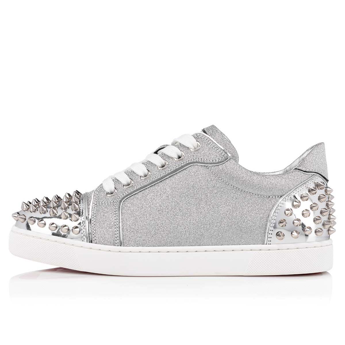 Christian Louboutin Vieira 2 Spiked Glittered-leather Trainers In Black