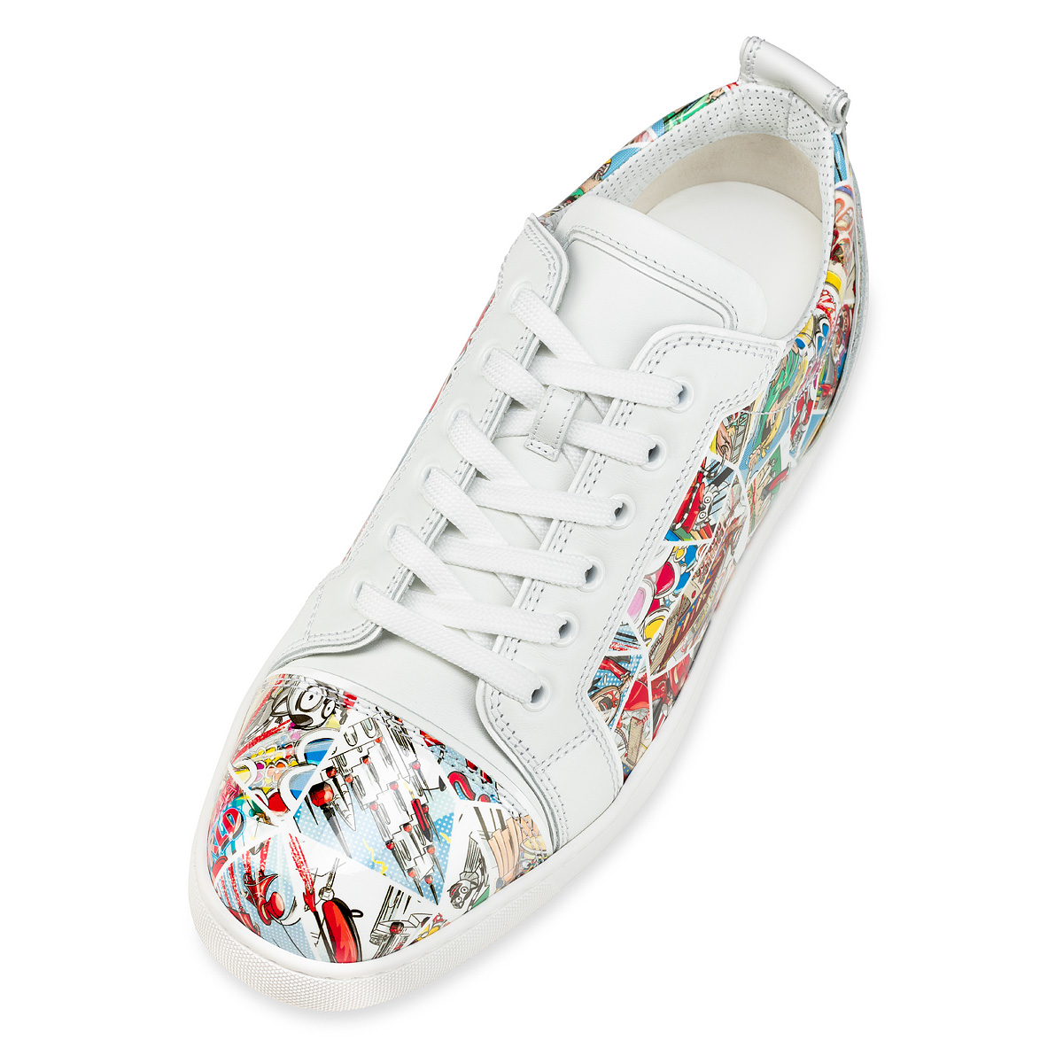 Christian Louboutin Fun Louis Junior White And Green Leather Sneakers New