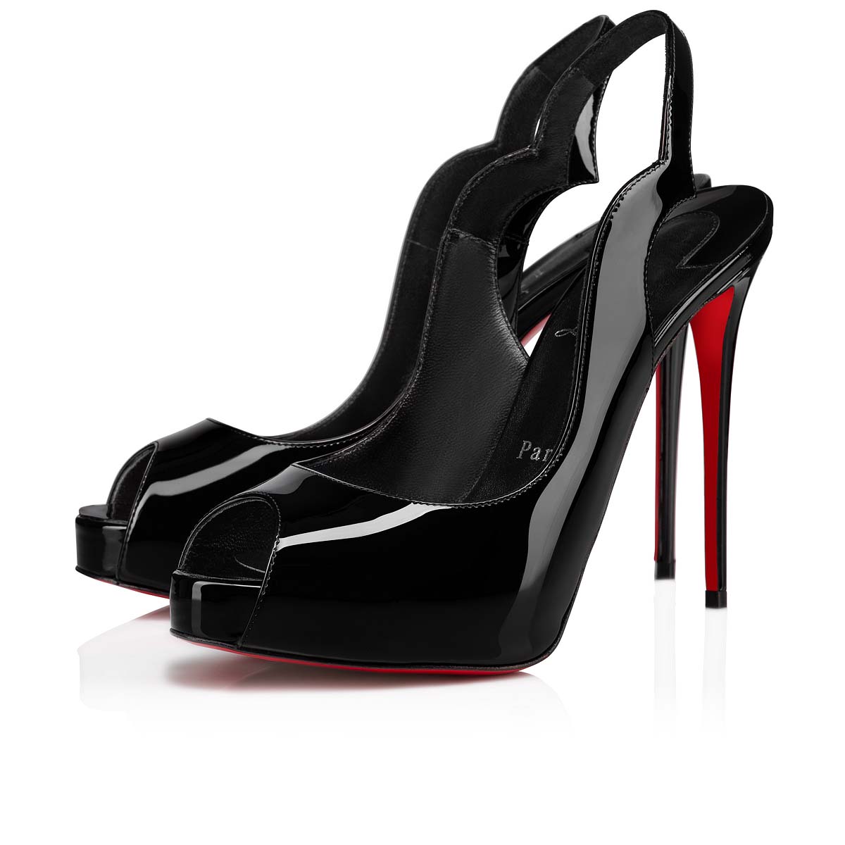 Christian Louboutin Patent Leather Allensissima Slingback Sandals - Si –  LuxeDH
