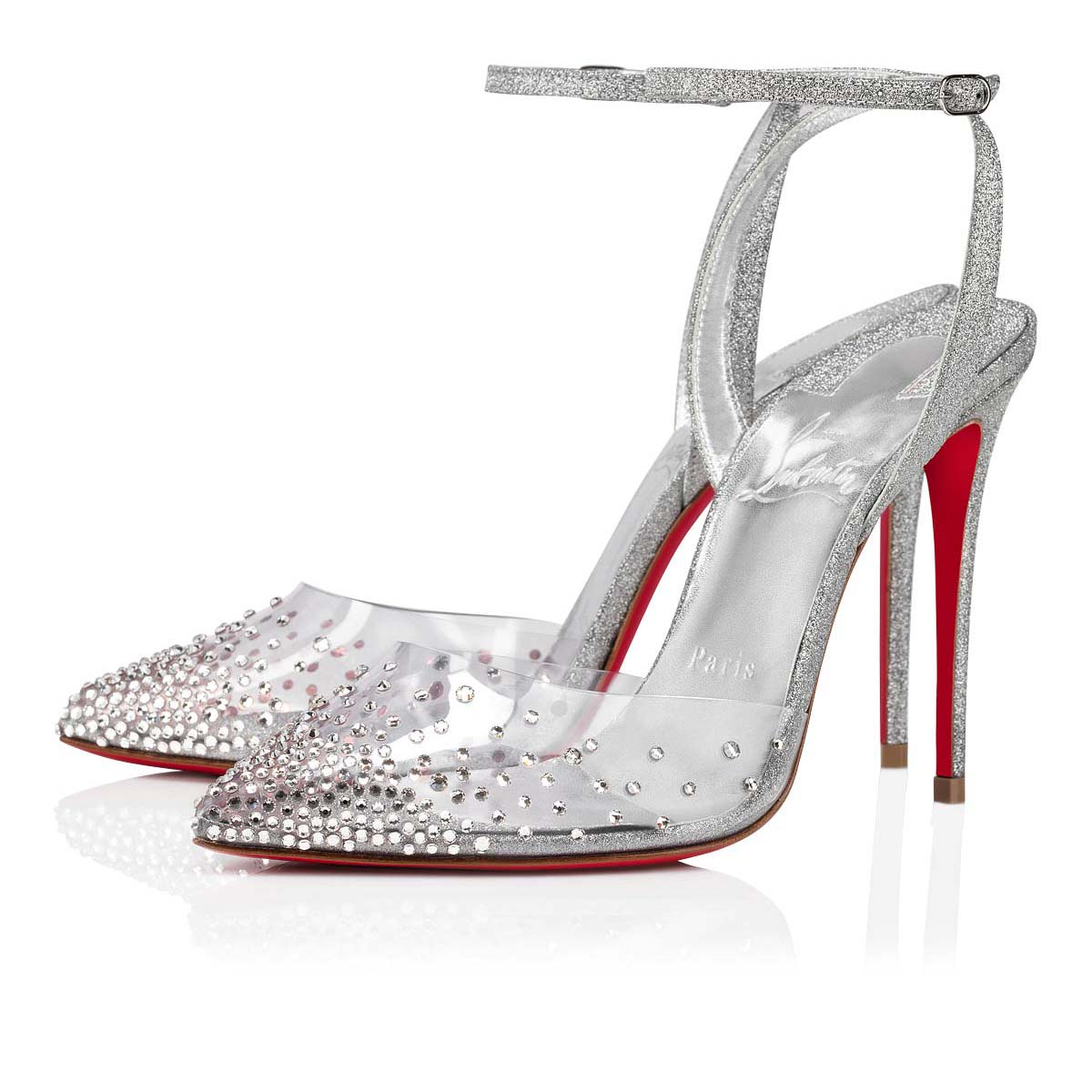 99 mm Pumps - PVC, calf leather and - Silver - Christian Louboutin